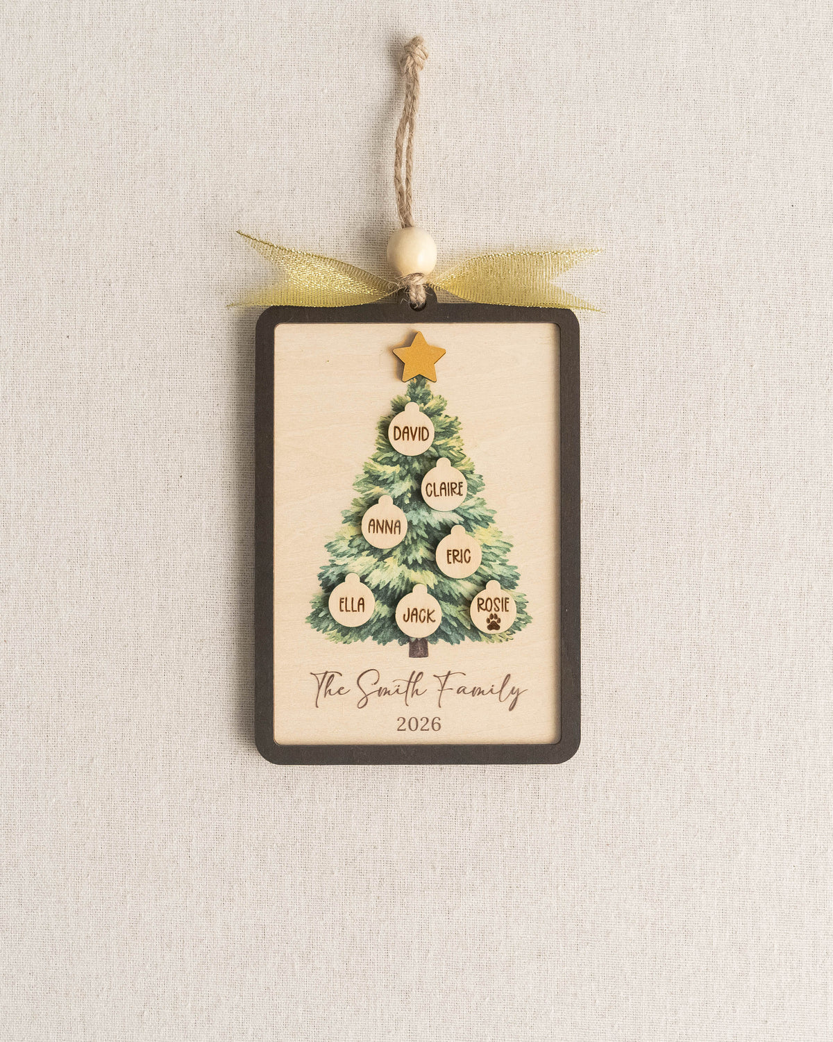 Family Tree Ornament Wood, Christmas Tree Ornament Decor B56