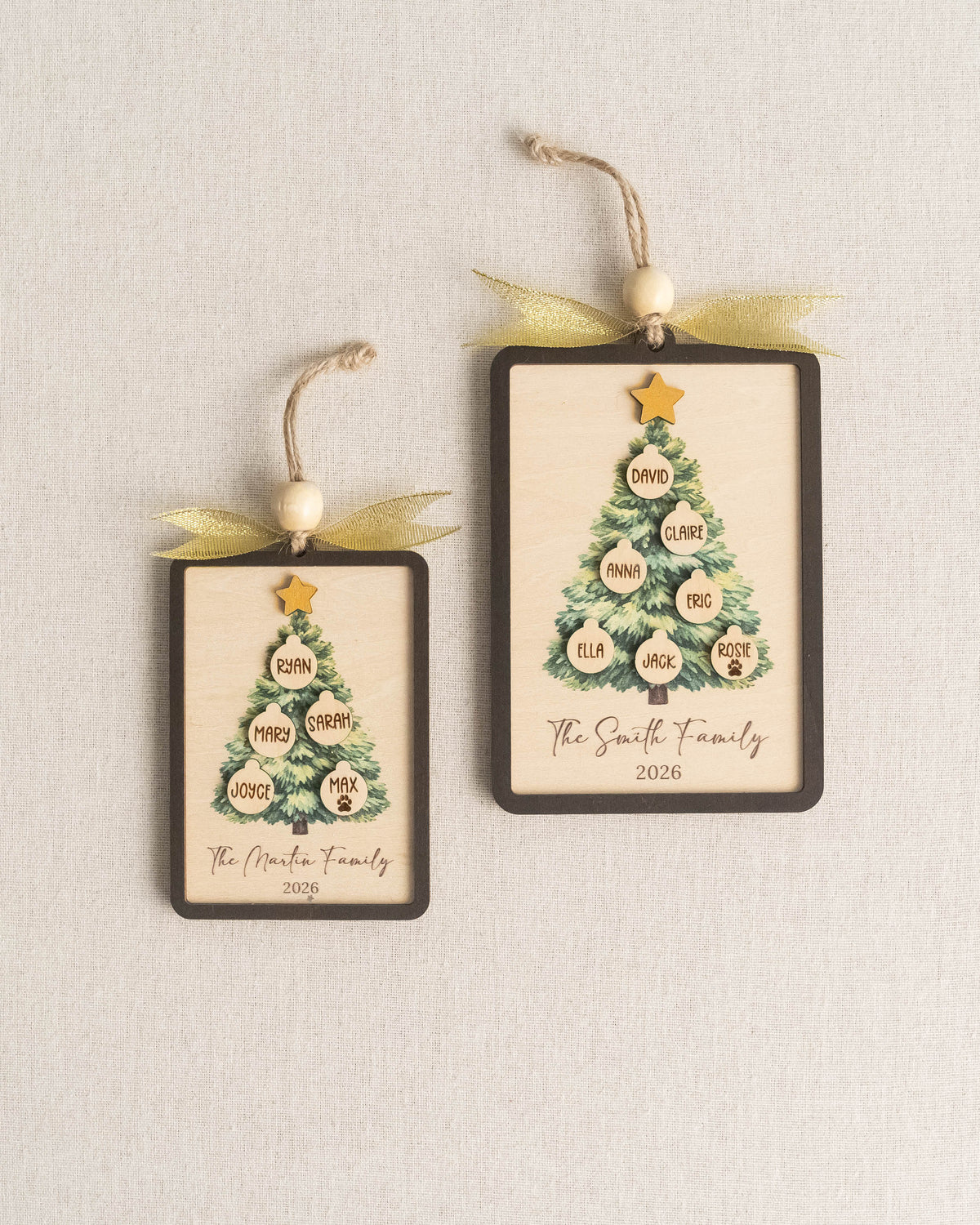 Family Tree Ornament Wood, Christmas Tree Ornament Decor B56