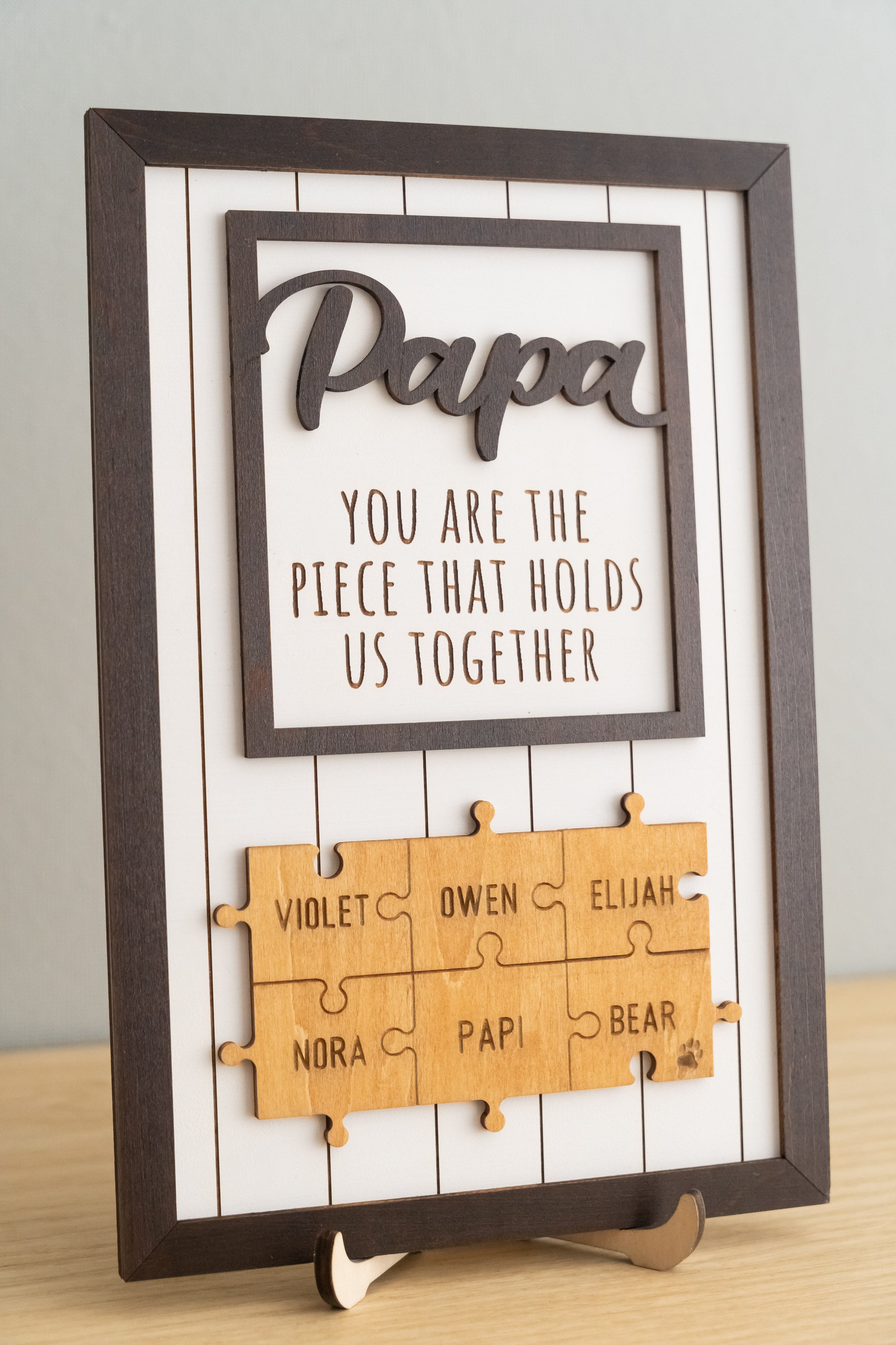 Personalized Wooden Puzzle Frame for Dad Unique Family Gift Y76