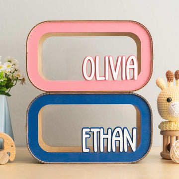 Personalized Wooden Piggy Bank wood acrylic for kids saving and decor E05