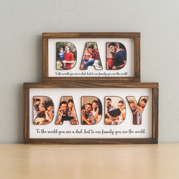 Personalized Photo Dad Wooden Frame for Father Day Gift Decor Y77