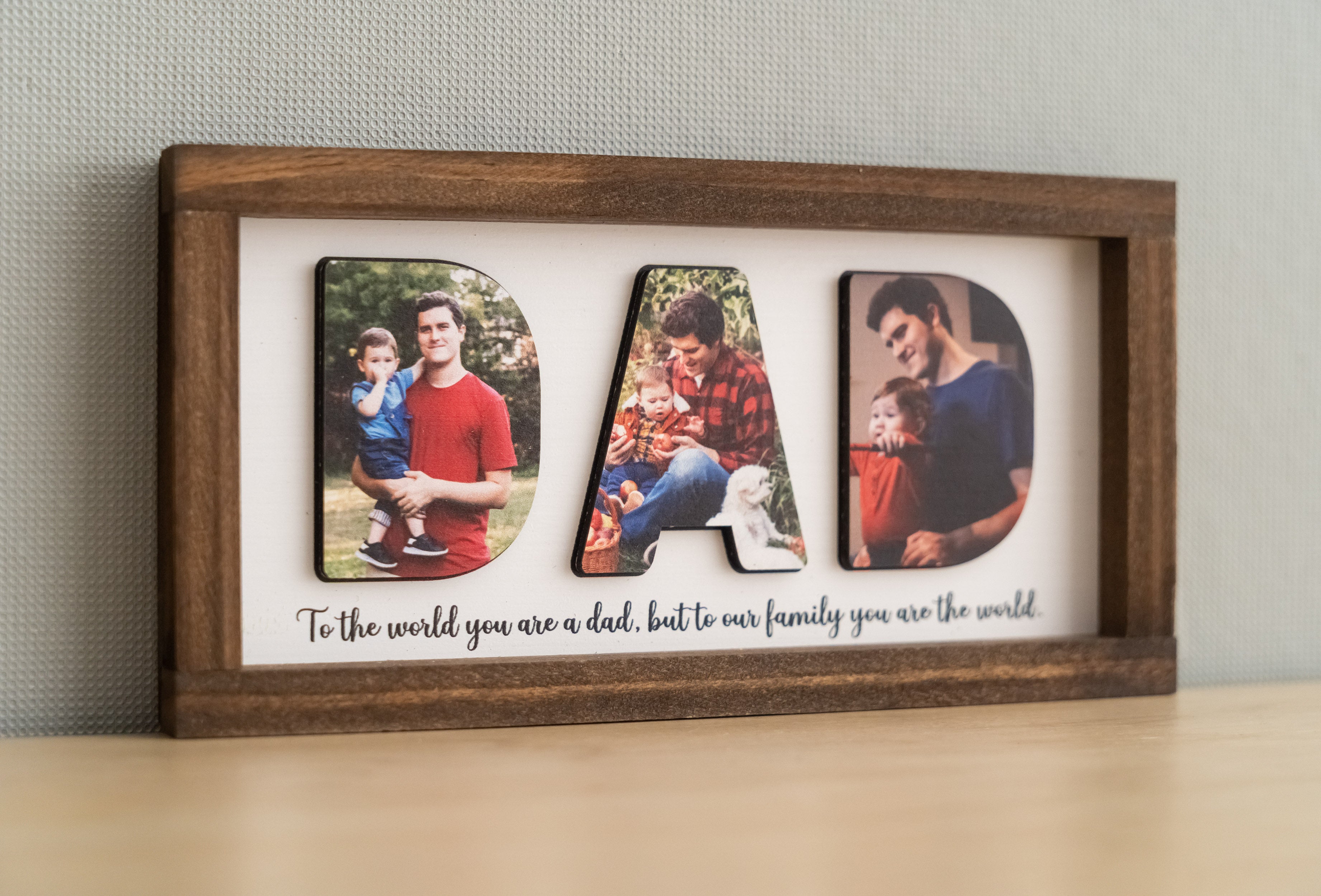 Personalized Photo Dad Wooden Frame for Father Day Gift Decor Y77