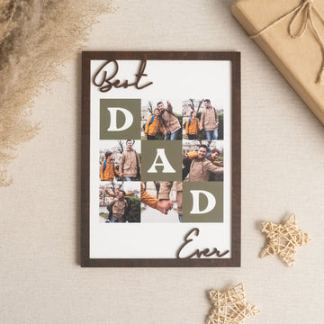 Best Dad Ever Personalized Photo Wooden Frame Fathers Day Gift for Dad Photo Collage Y79