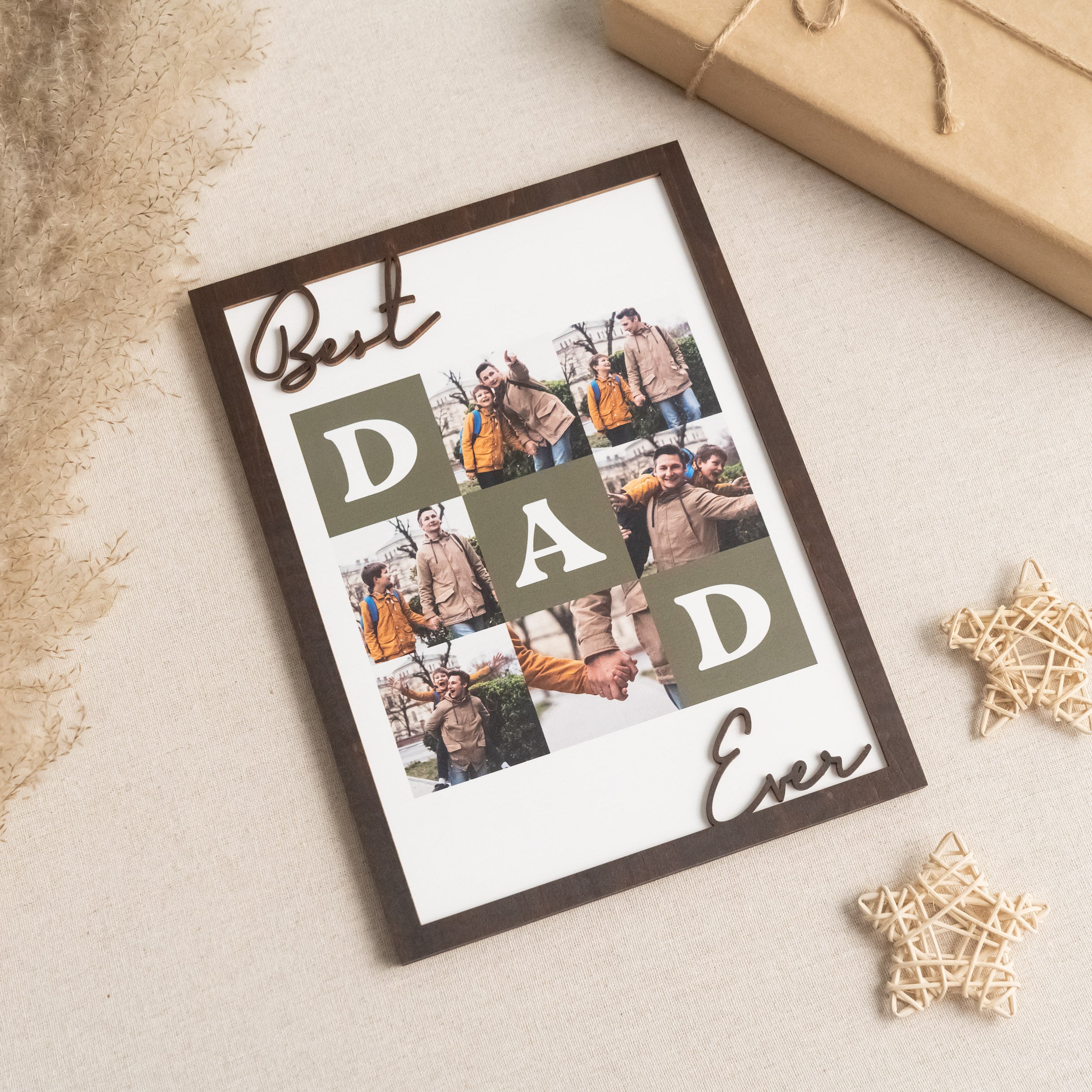 Best Dad Ever Personalized Photo Wooden Frame Fathers Day Gift and Custom Photo Frame Y79