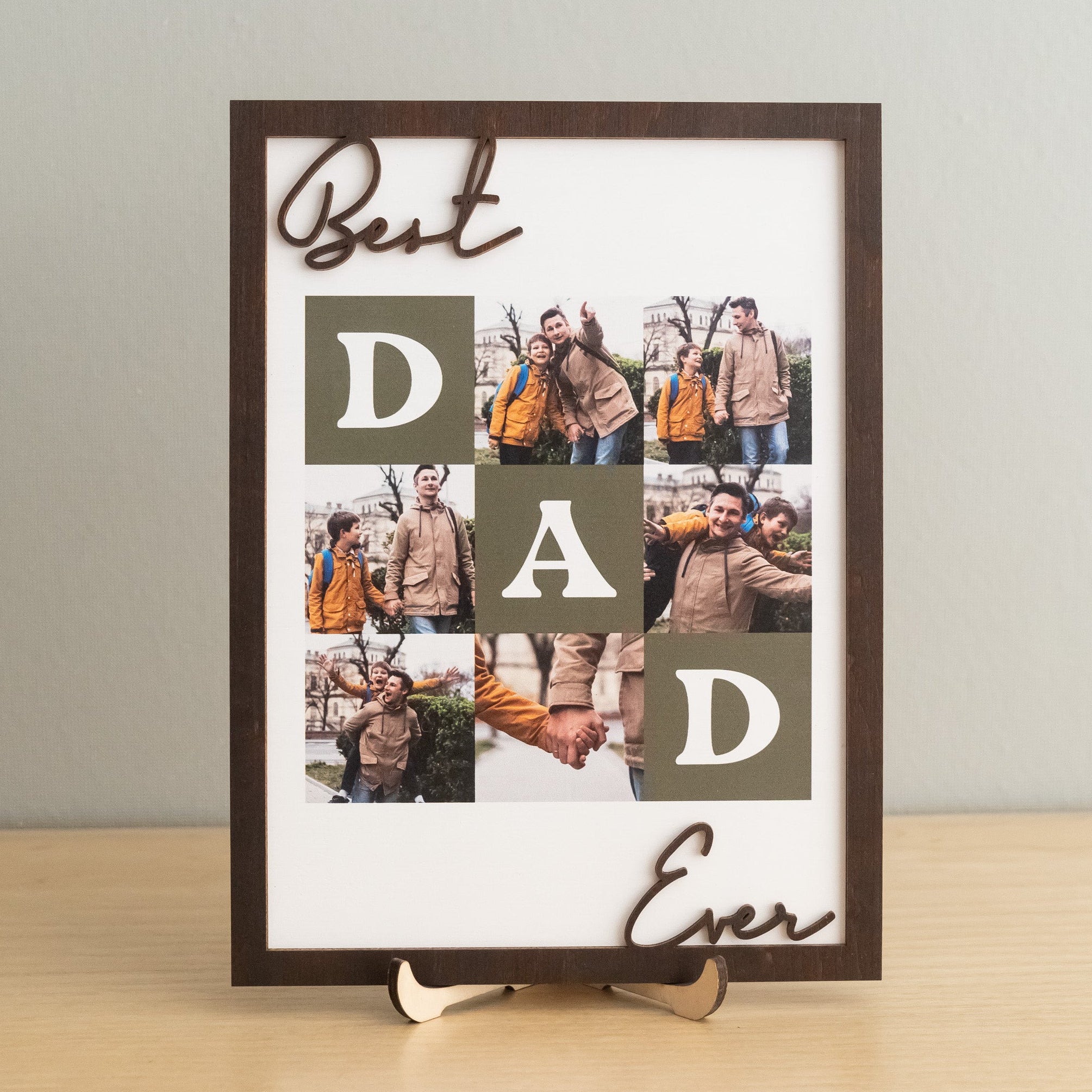 Best Dad Ever Personalized Photo Wooden Frame Fathers Day Gift and Custom Photo Frame Y79