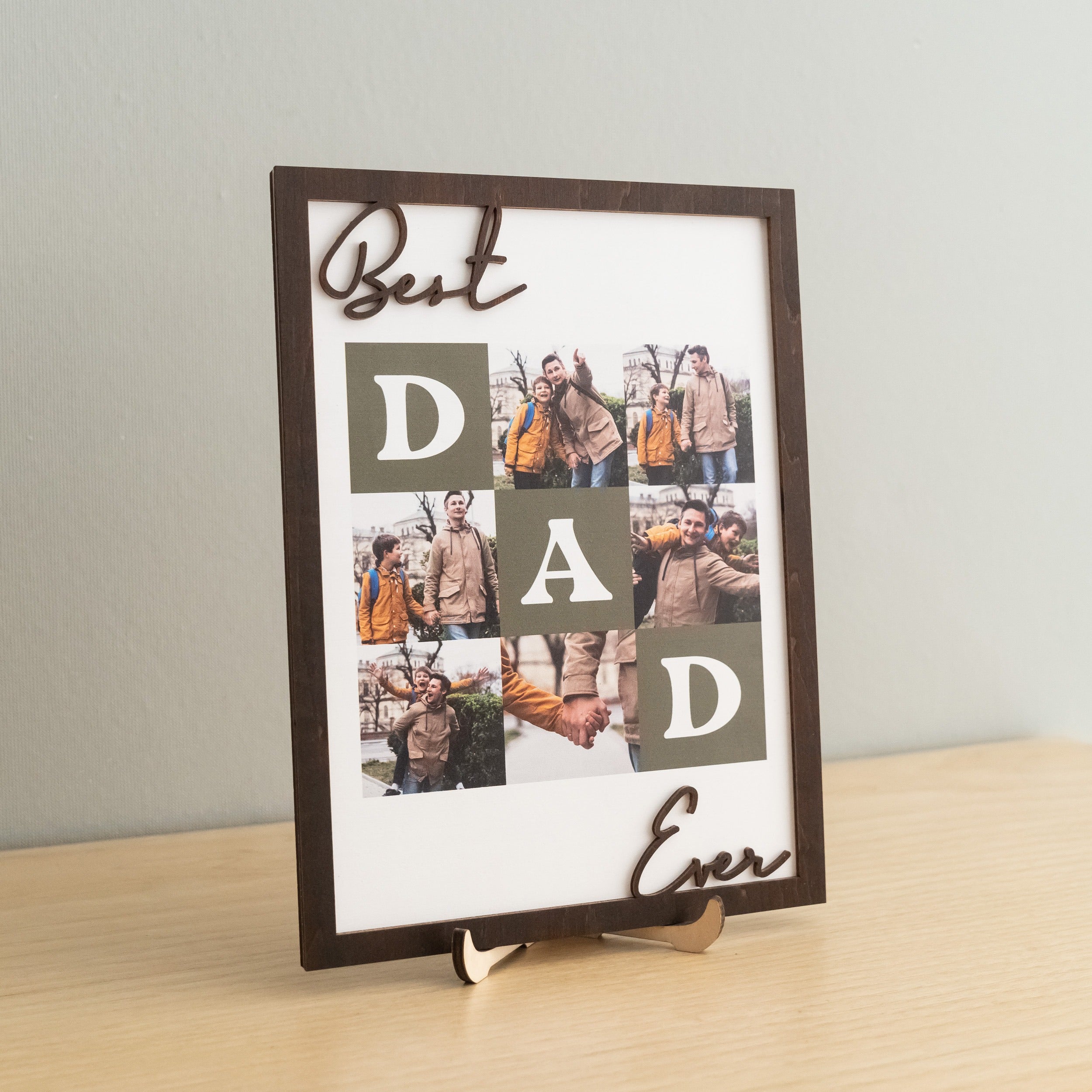 Best Dad Ever Personalized Photo Wooden Frame Fathers Day Gift and Custom Photo Frame Y79