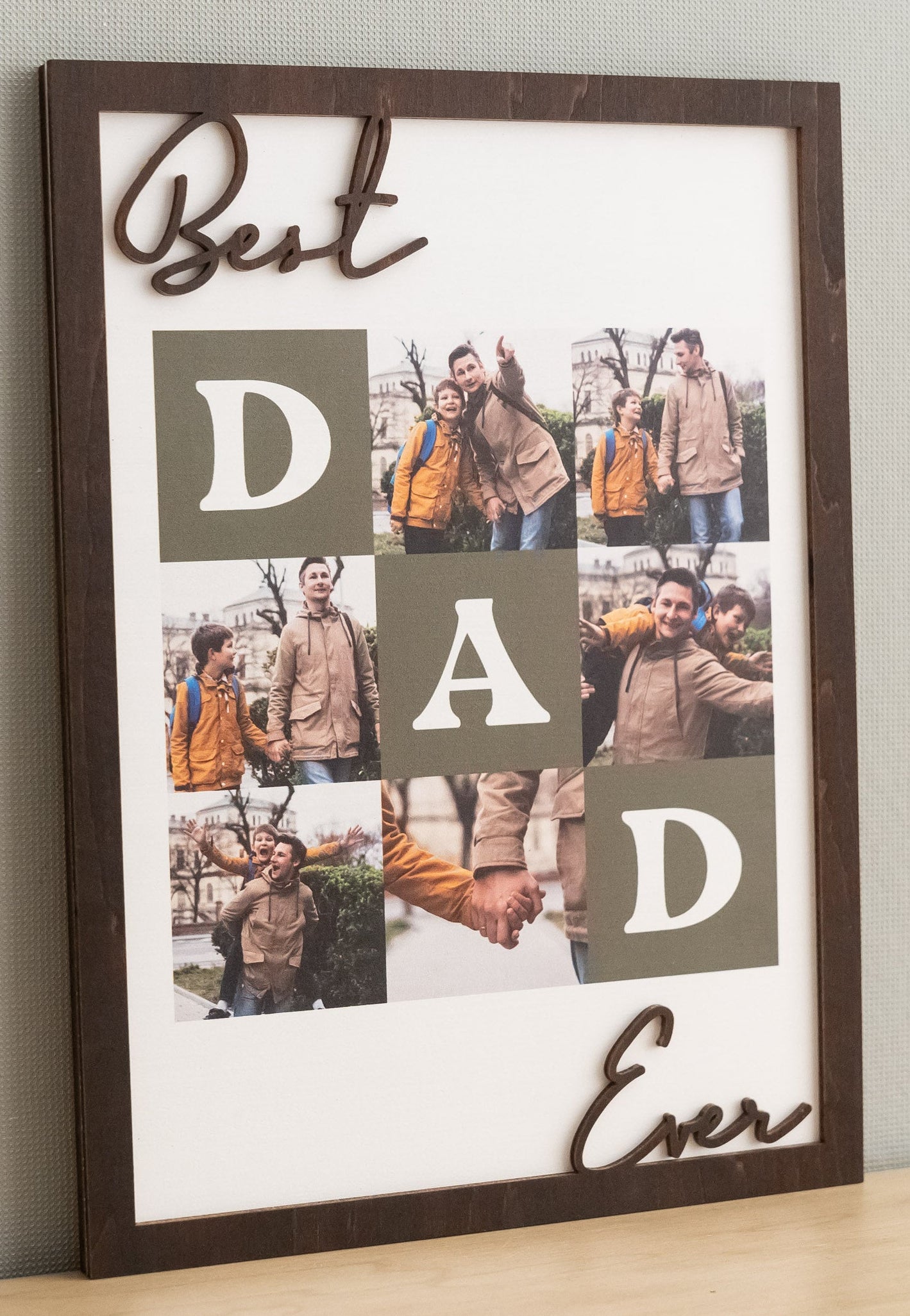 Best Dad Ever Personalized Photo Wooden Frame Fathers Day Gift for Dad Photo Collage Y79