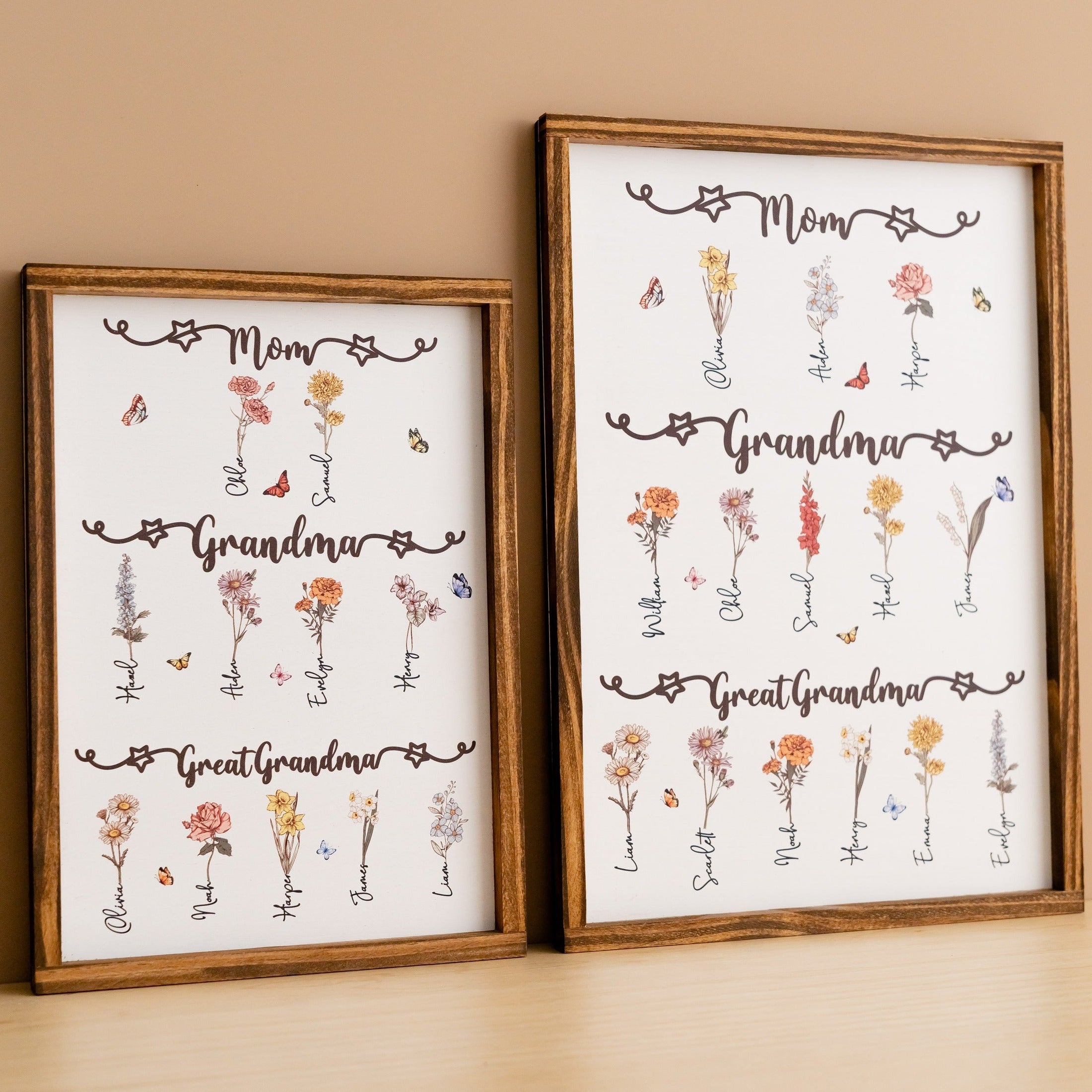 Personalized Wooden Family Flower Garden Sign for Mothers Day Gift and Personalized Family Sign J74