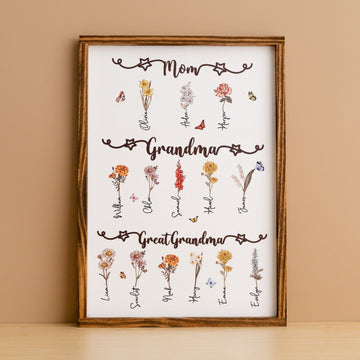 Personalized Wooden Family Flower Garden Sign for Mothers Day Gift and Personalized Flower Sign J74
