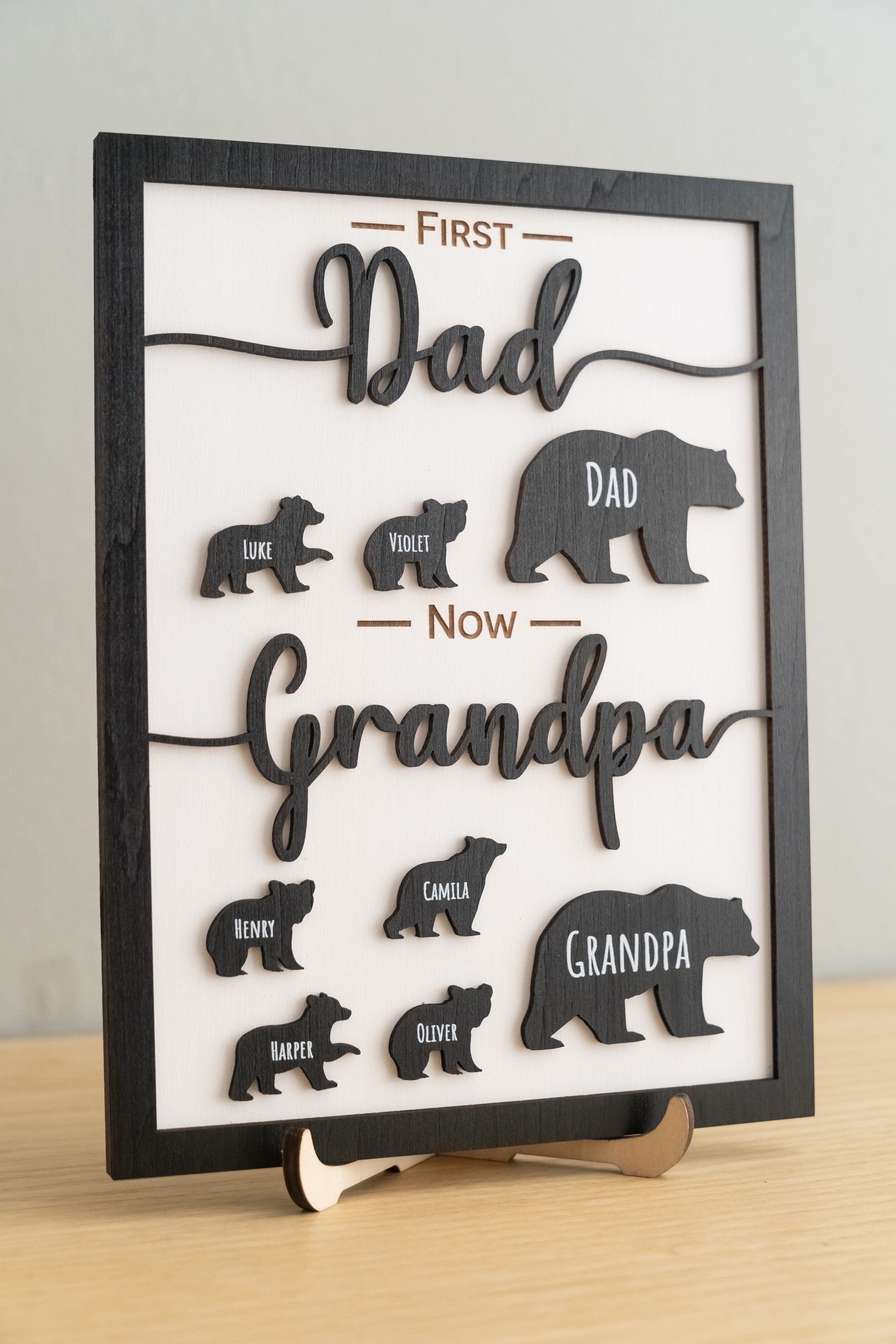 First Dad Now Grandpa Wooden Sign for Grandpa Gift Y81