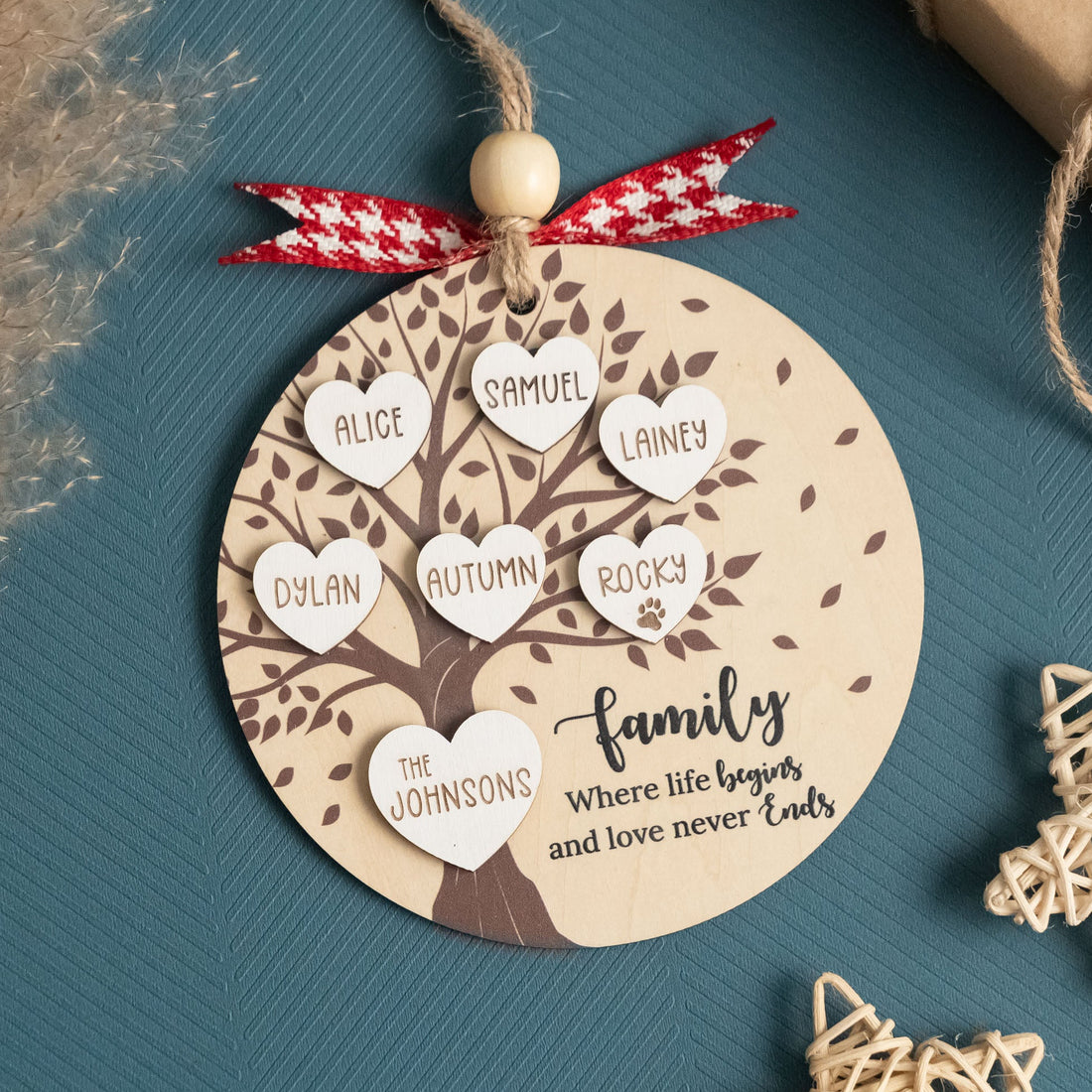 Personalized Family Christmas Ornament Wood for Custom Christmas Ornament and Engraved Family Ornament R58