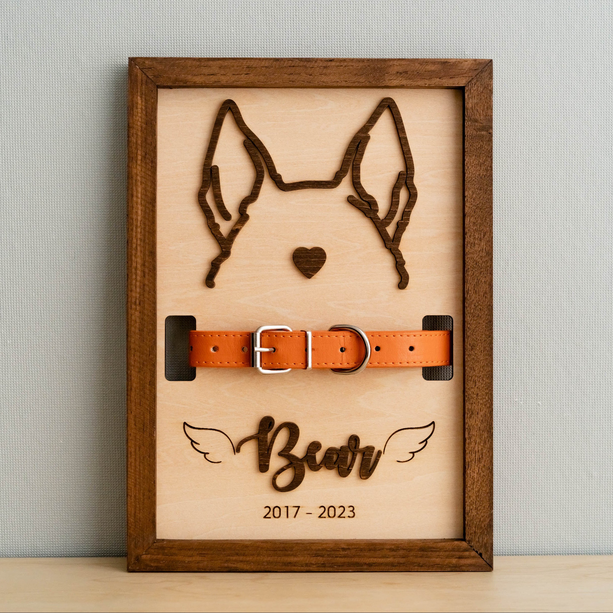 Dog Ear Framed Art Wood Pet Memorial Decor for Dog Lovers E71