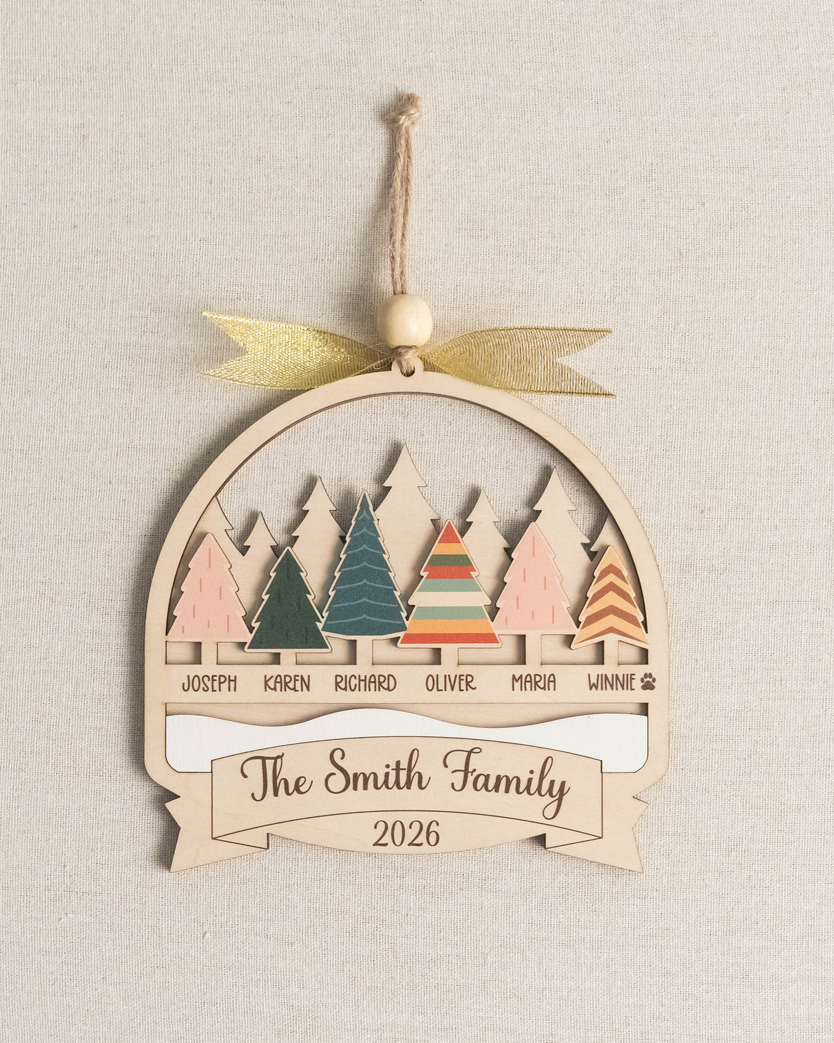 Family Trees Ornament Wood, Christmas Tree Ornament Decor B71