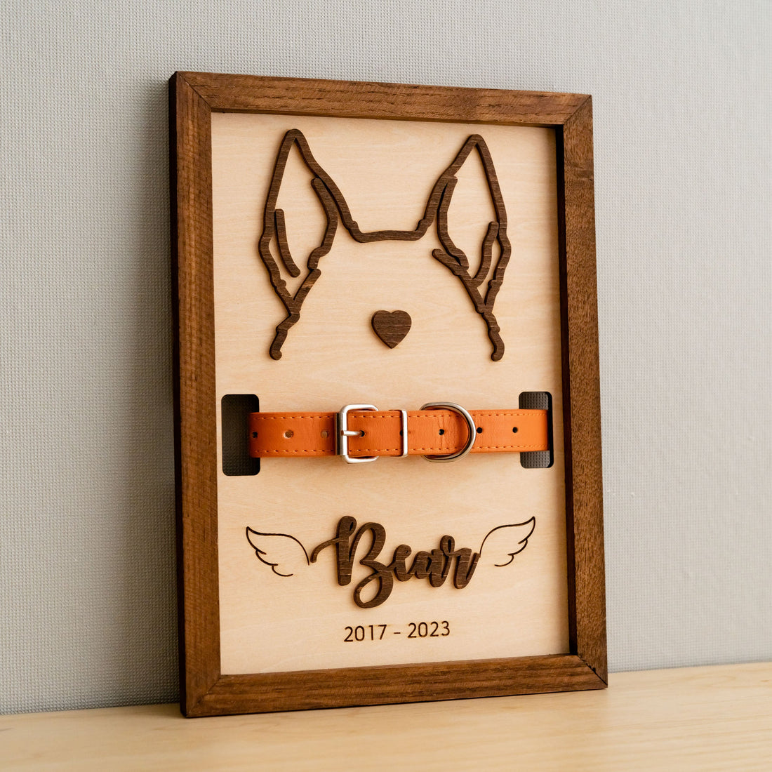 Dog Ear Framed Art Wood Pet Memorial Decor for Dog Lovers E71
