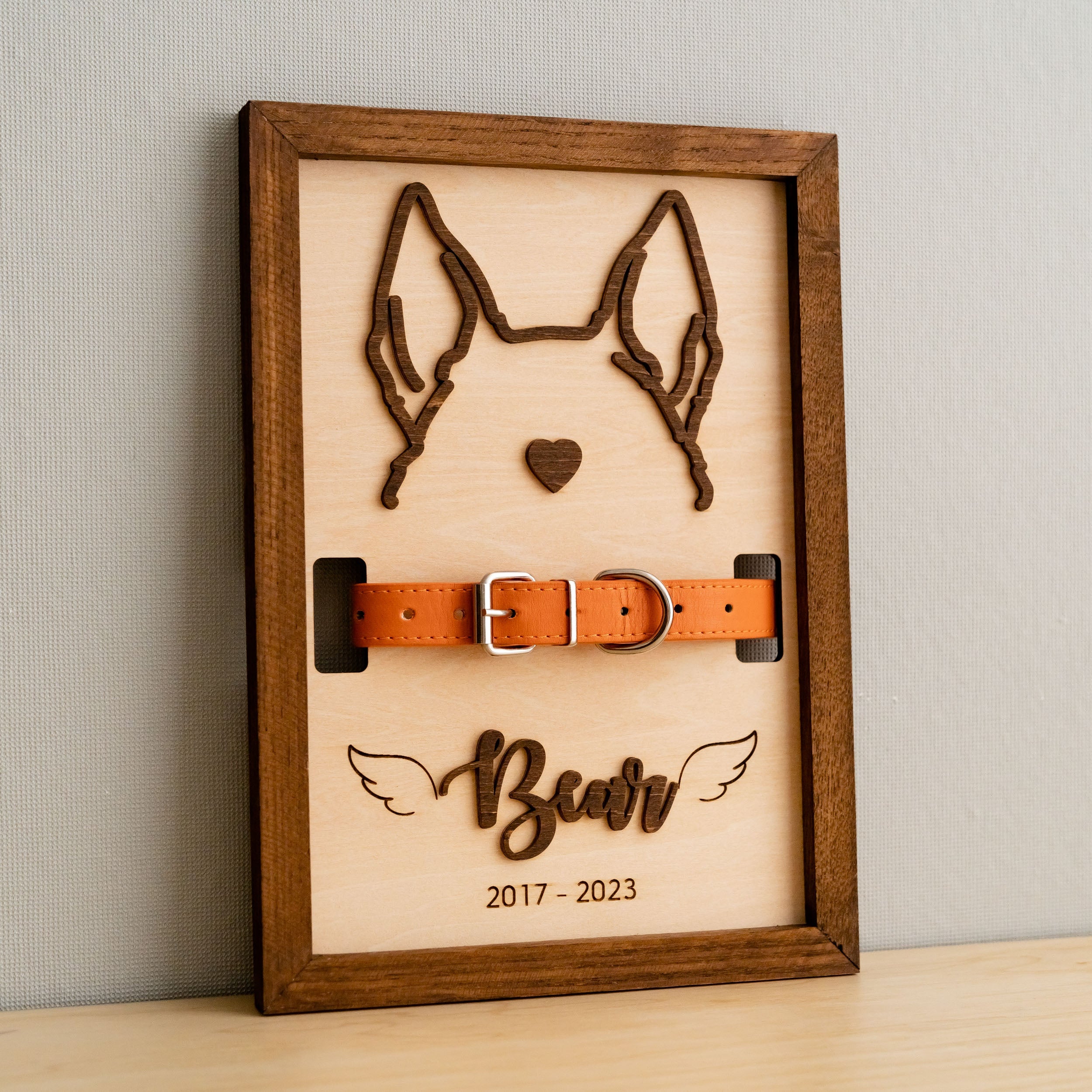 Dog Ear Framed Art Wood Pet Memorial Decor for Dog Lovers E71