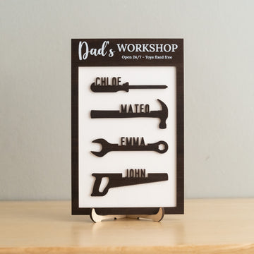 Personalized Dad Grandpa Workshop Sign Wood for Dad Birthday Gift and Wooden Fathers Day Sign Y82