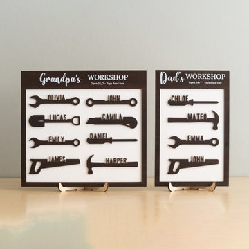 Personalized Dad Grandpa Workshop Sign Wood for Fathers Day Gift and Wooden Workshop Sign Y82