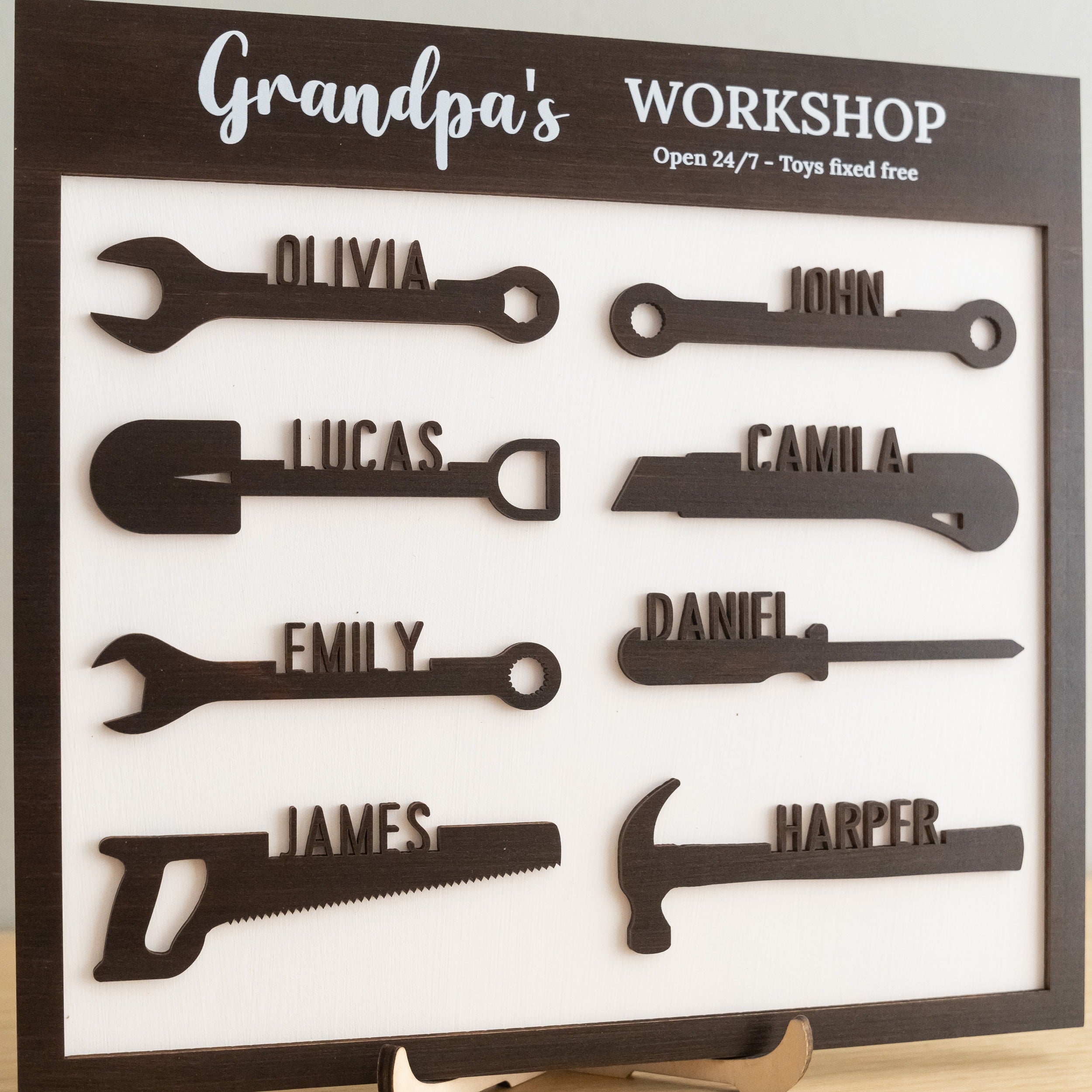 Personalized Dad Grandpa Workshop Sign Wood for Fathers Day Gift and Wooden Workshop Sign Y82