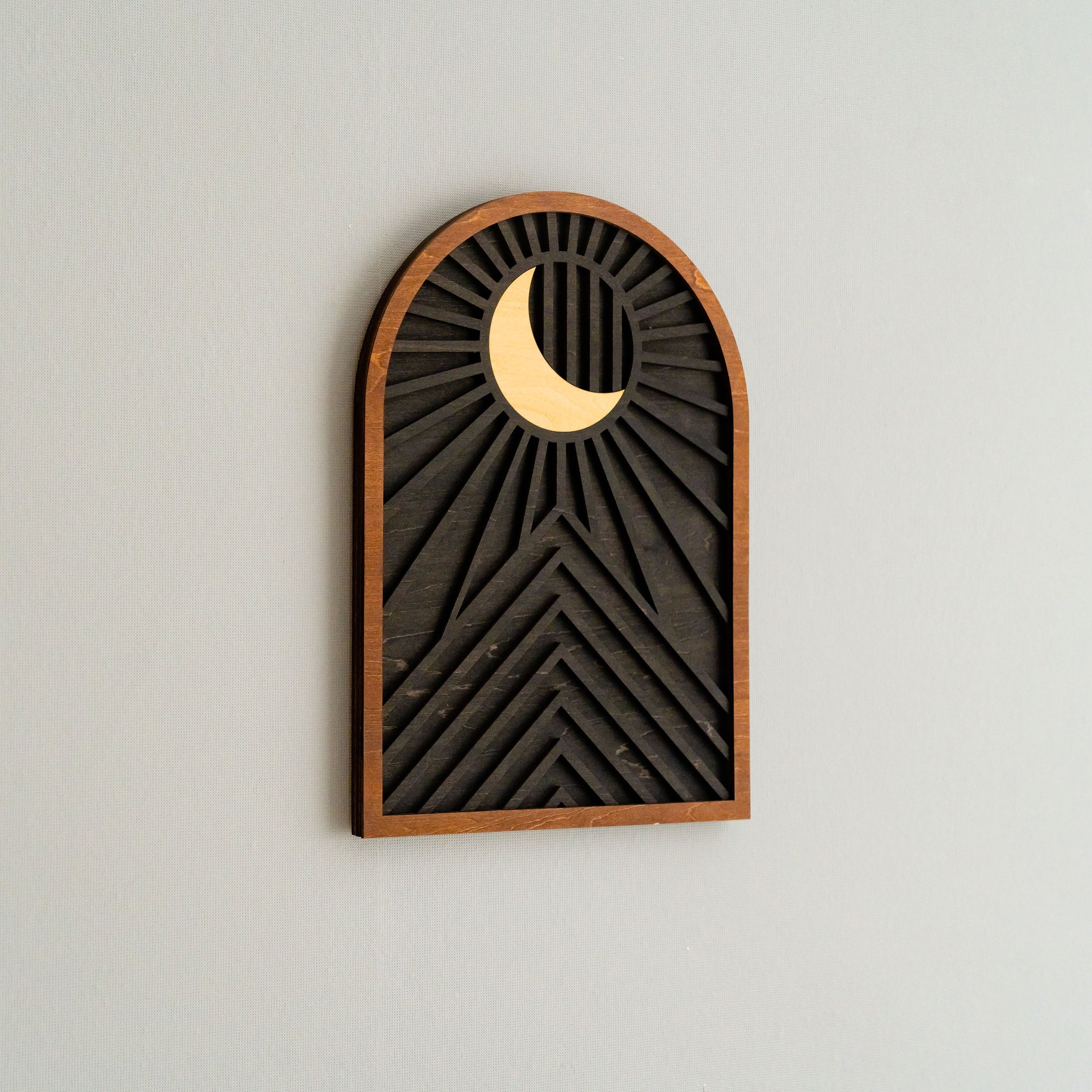 Celestial Sun and Moon Wooden Wall Art for Contemporary Rustic Home Decor