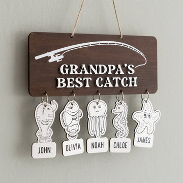 Papas Best Catch Wooden Sign for Fathers Day Gift Y83