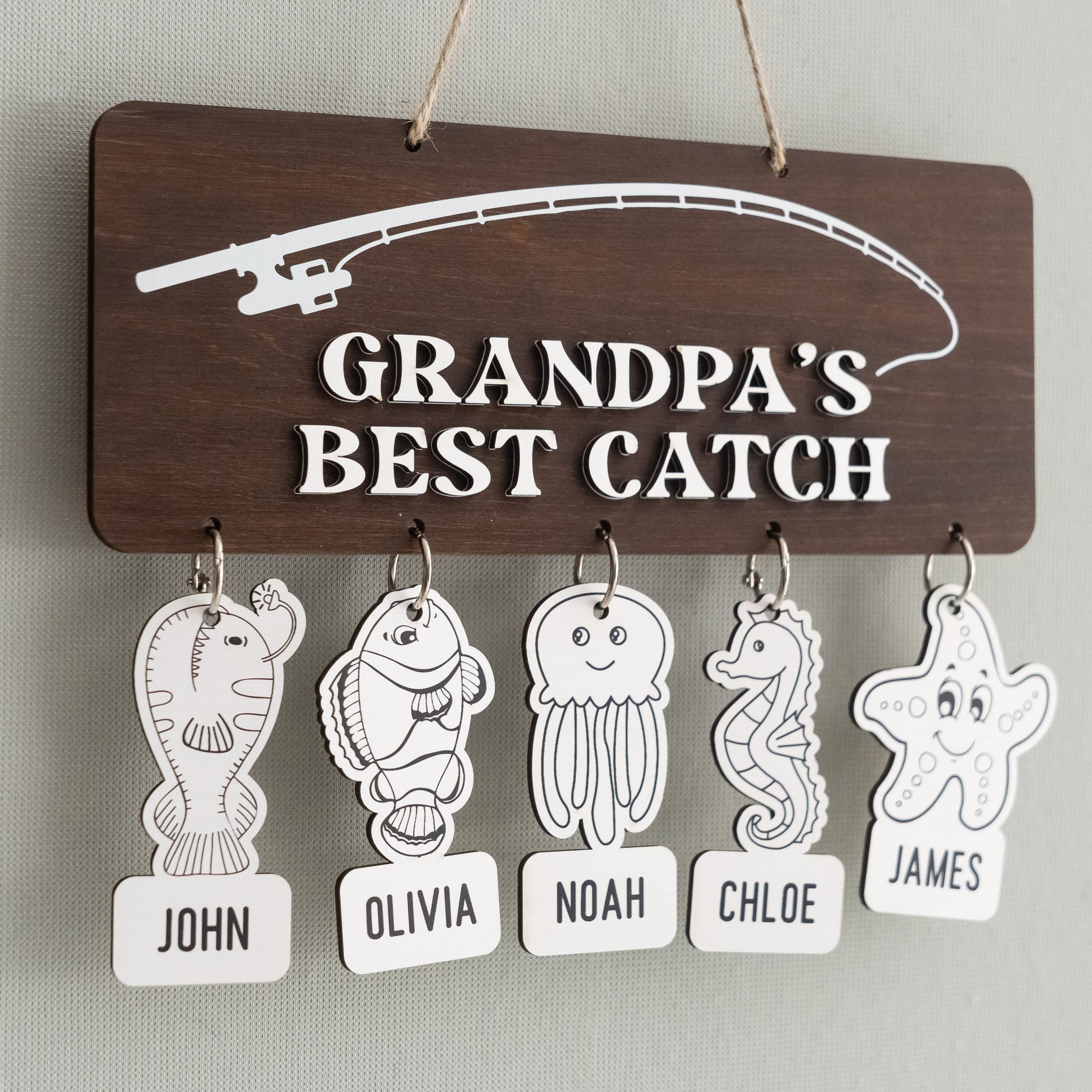 Personalized Papas Best Catch Sign for Papa Gift Y83