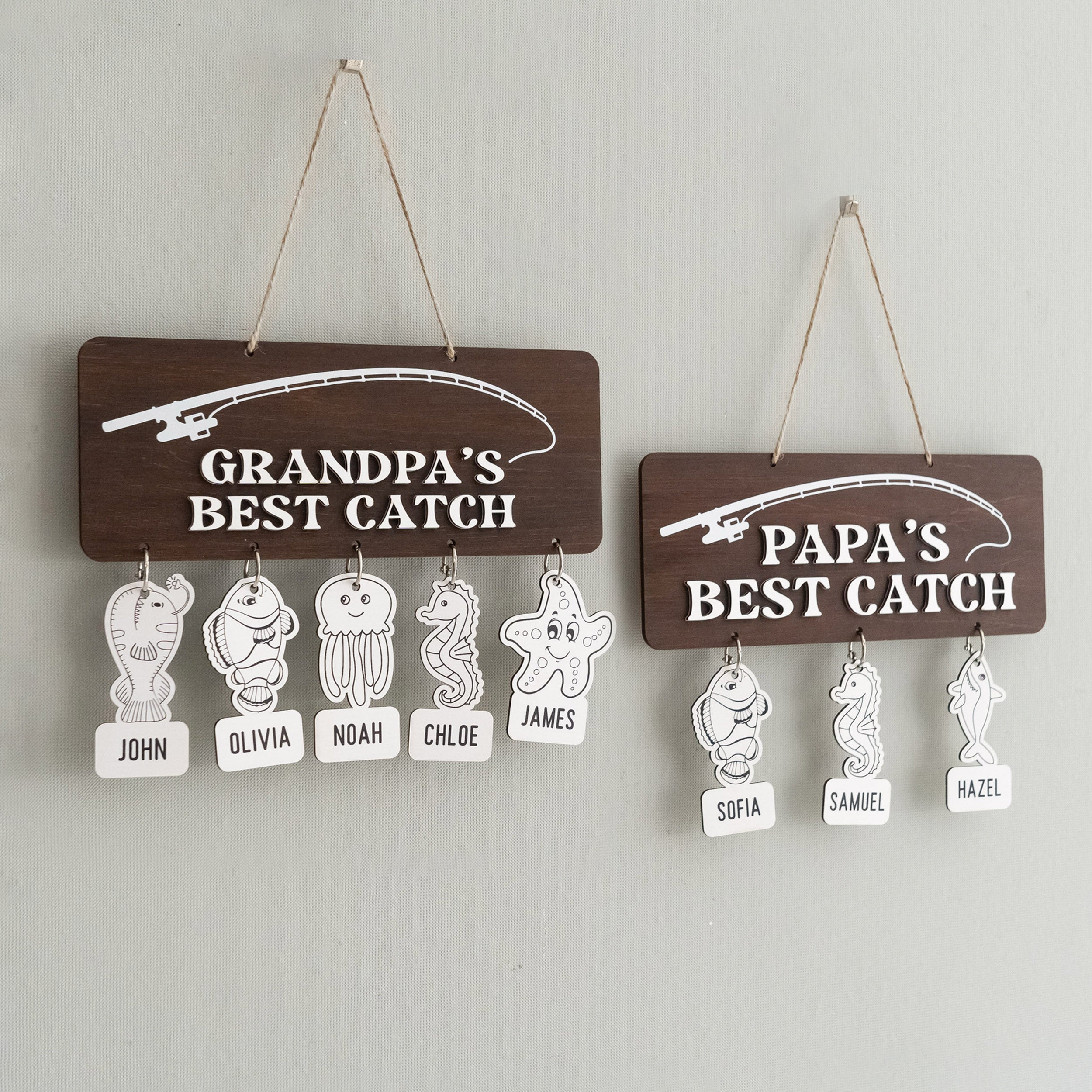 Personalized Papas Best Catch Sign for Papa Gift Y83