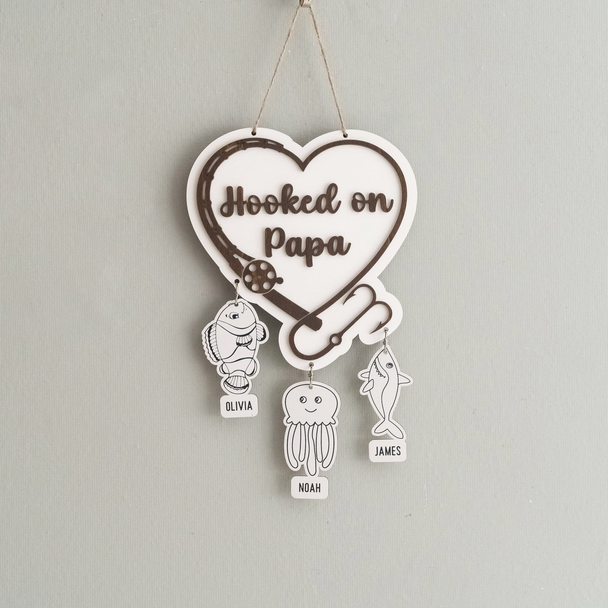 Personalized Hooked on Papa Wooden Wall Decor Wood for Papa Y84
