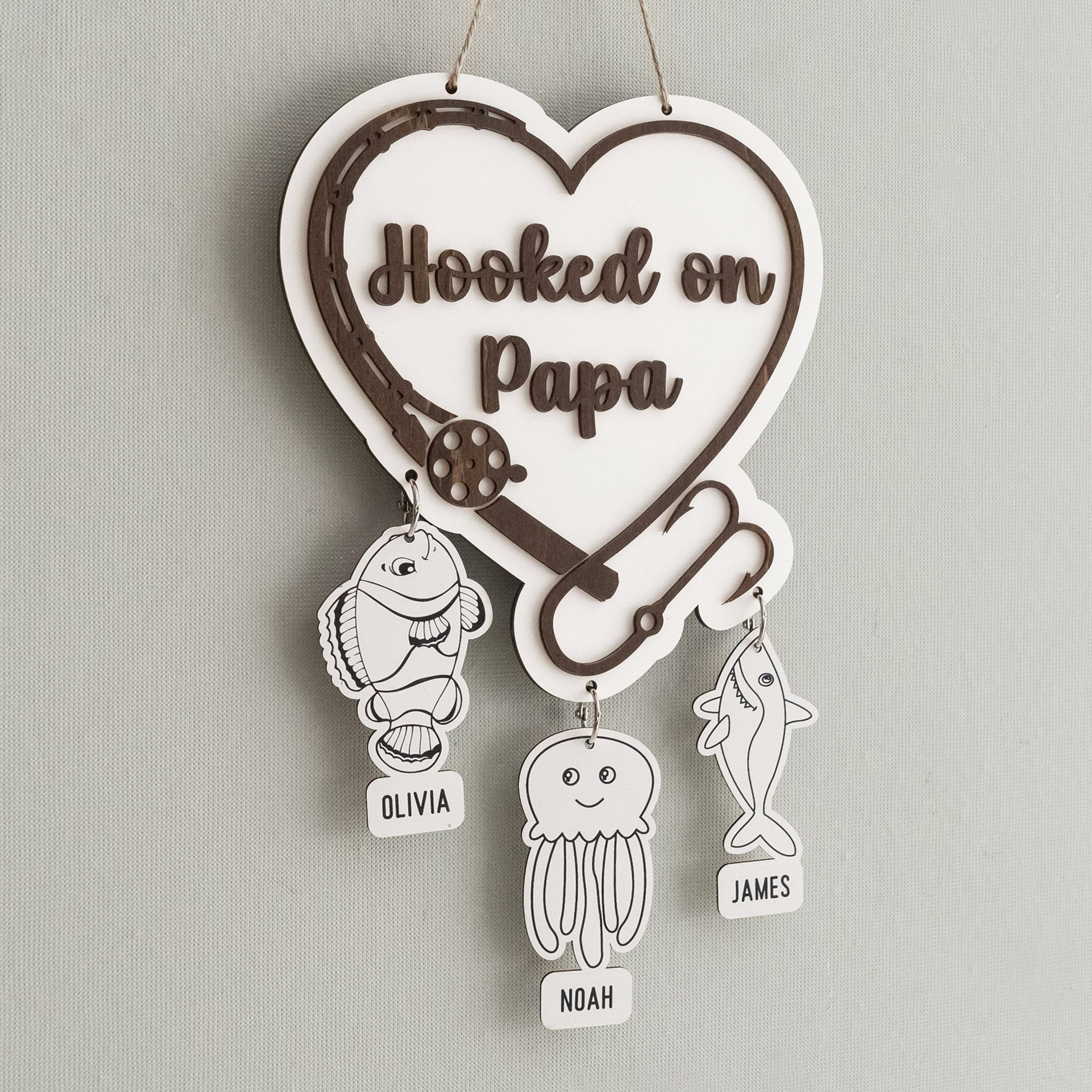 Personalized Hooked on Papa Wooden Wall Decor Wood for Papa Y84