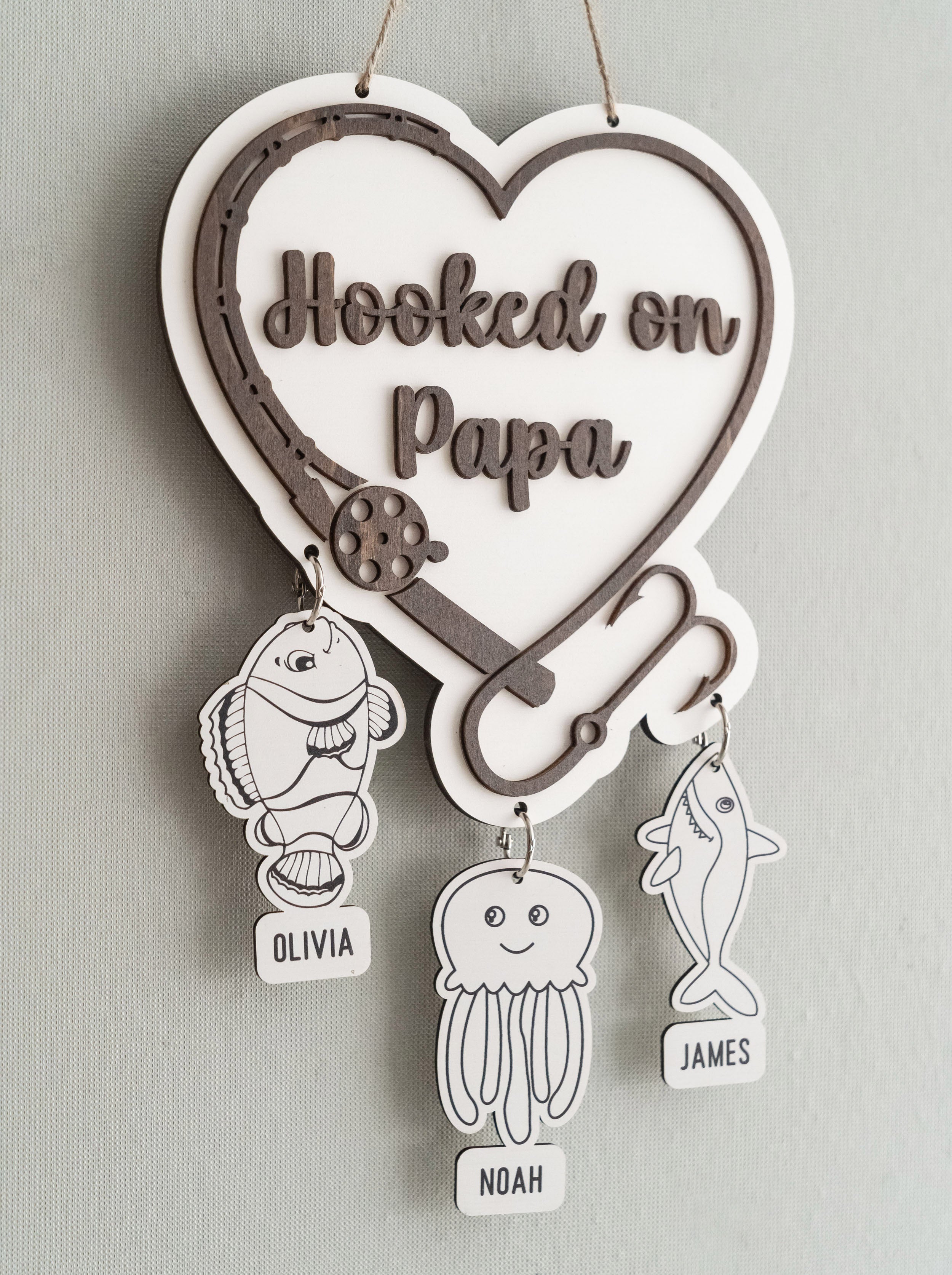 Personalized Hooked on Papa Wooden Wall Decor Wood for Papa Y84
