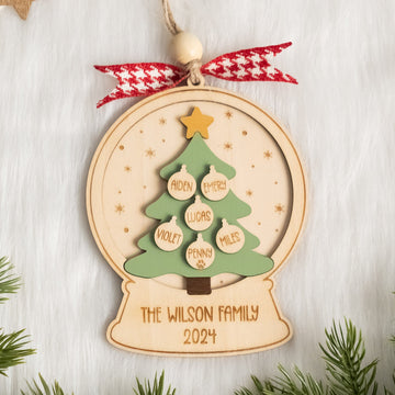 Wooden Family Christmas Tree Ornament Wood for Family Decor R71