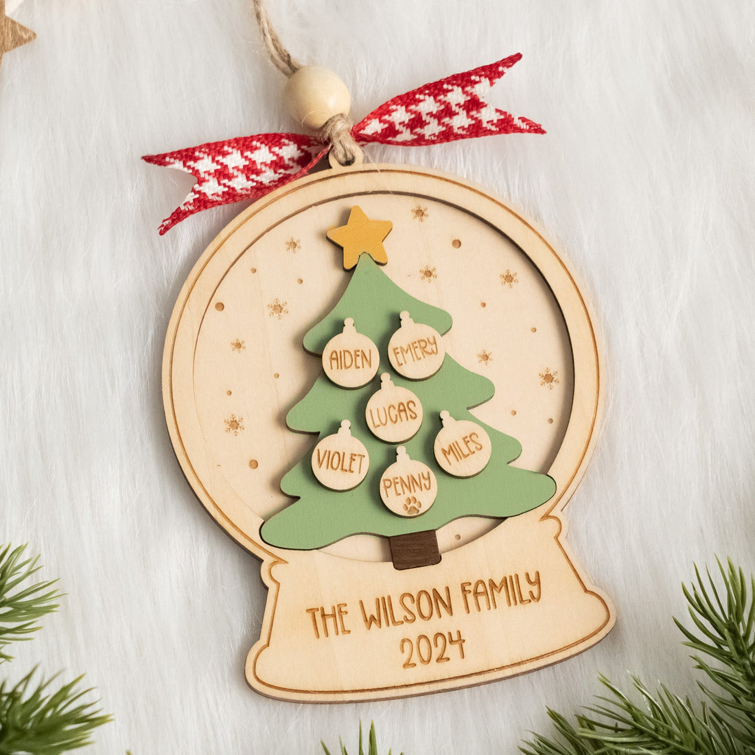 Wooden Family Christmas Tree Ornament Wood for Family Decor R71