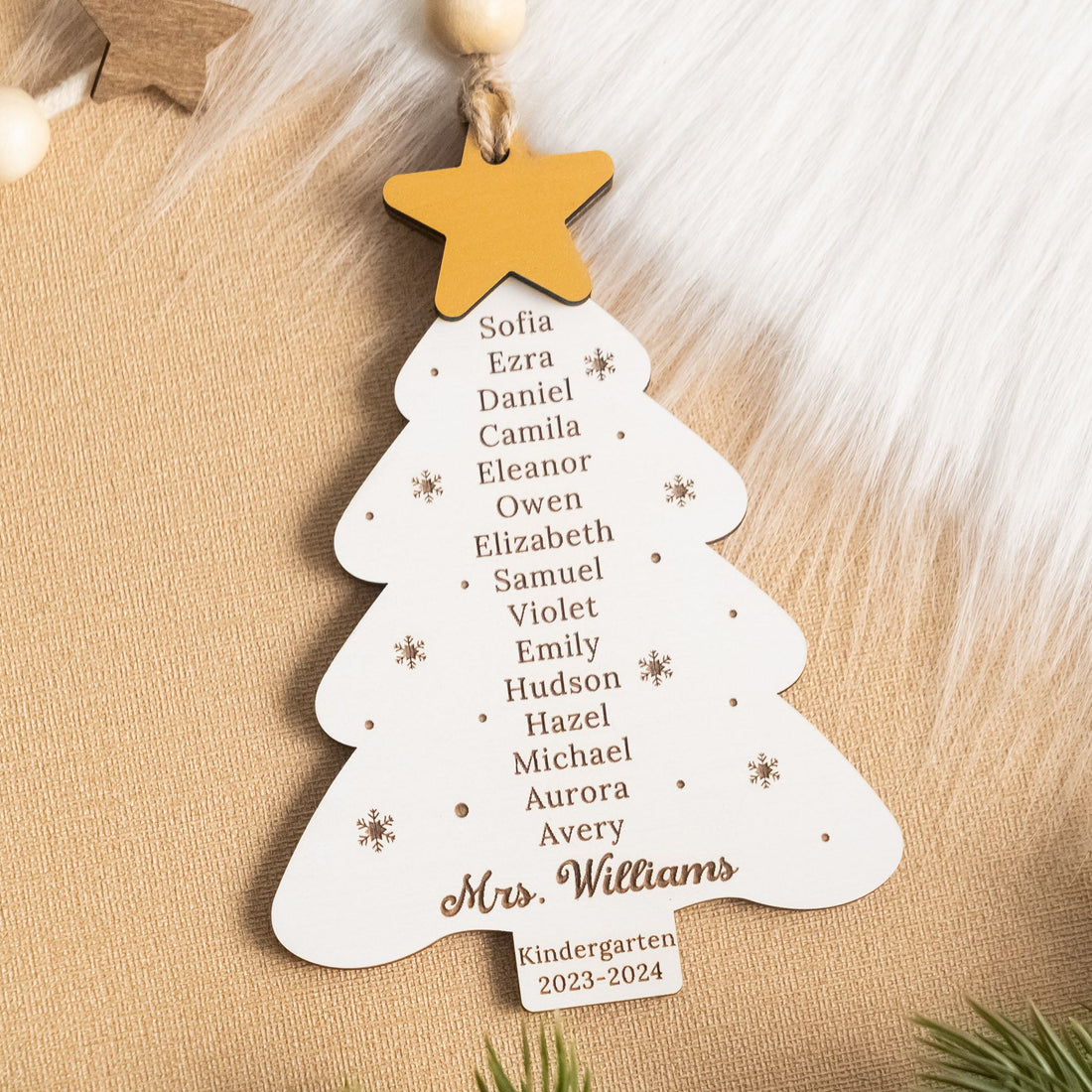 Wooden Personalized Teacher Christmas Tree Ornament for End of Year Teacher Gift and Custom Teacher Ornament R76