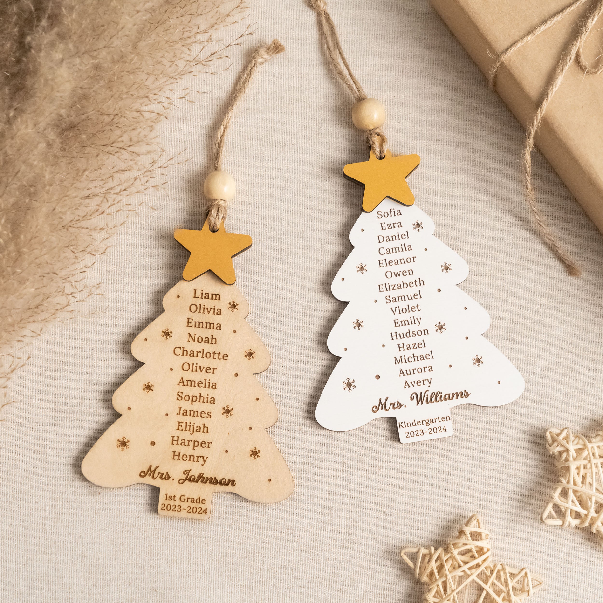 Personalized Teacher Christmas Tree Ornament Wood for Teacher Christmas Gift and Custom Teacher Ornament R76