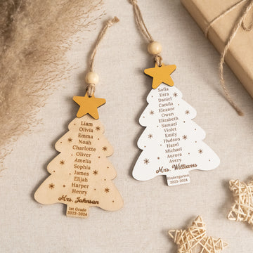 Personalized Teacher Christmas Tree Ornament Wood for Teacher Christmas Gift and Custom Teacher Ornament R76