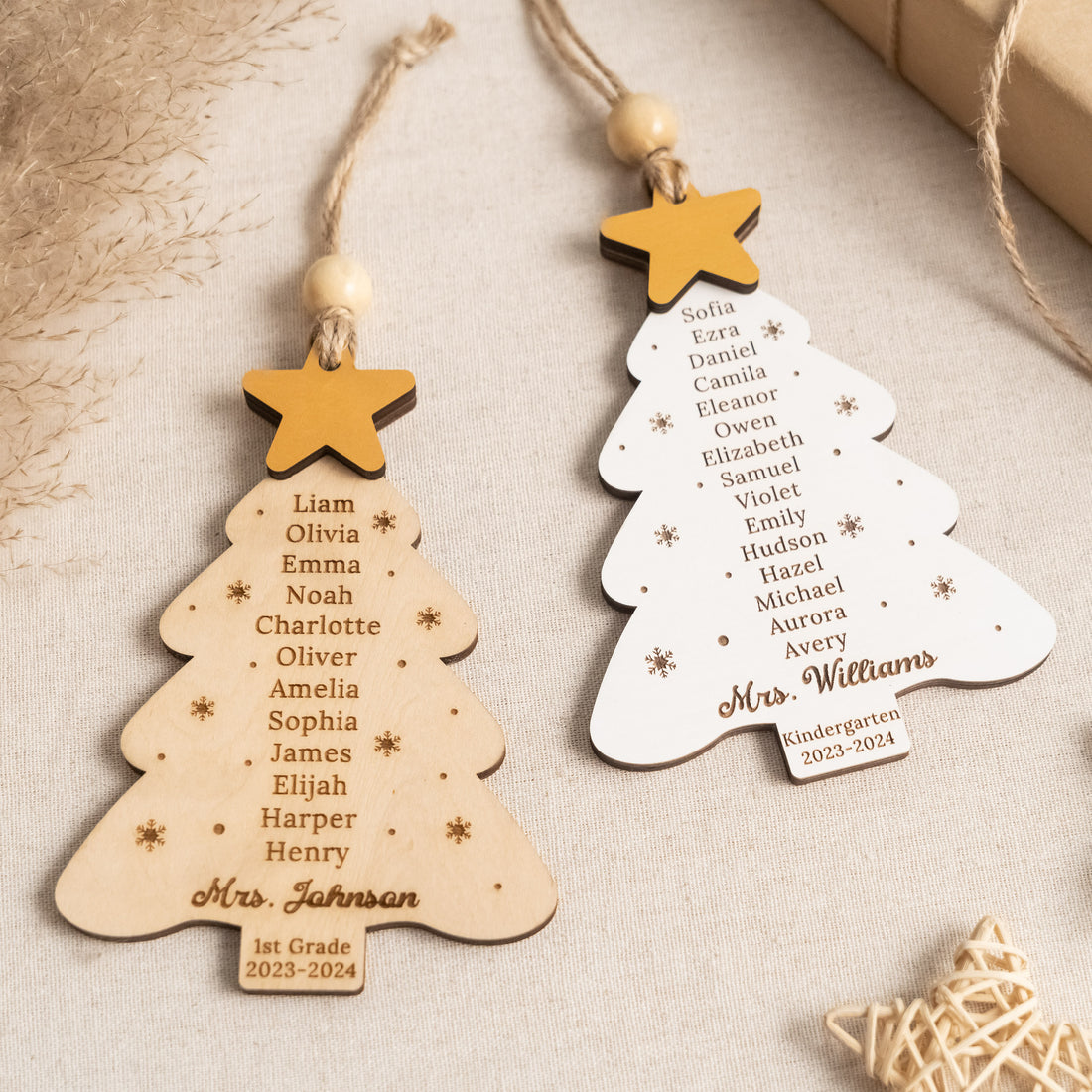 Personalized Teacher Christmas Tree Ornament Wood for Teacher Christmas Gift and Custom Teacher Ornament R76