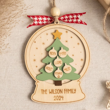 Wooden Family Christmas Tree Ornament Wood for Family Ornaments R71