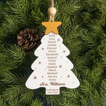 Wooden Personalized Teacher Christmas Tree Ornament for End of Year Teacher Gift and Custom Teacher Ornament R76