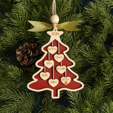 Wooden Family Christmas Tree Ornament Custom for Personalized Family Christmas Ornament and Engraved Wooden Family Ornament R70