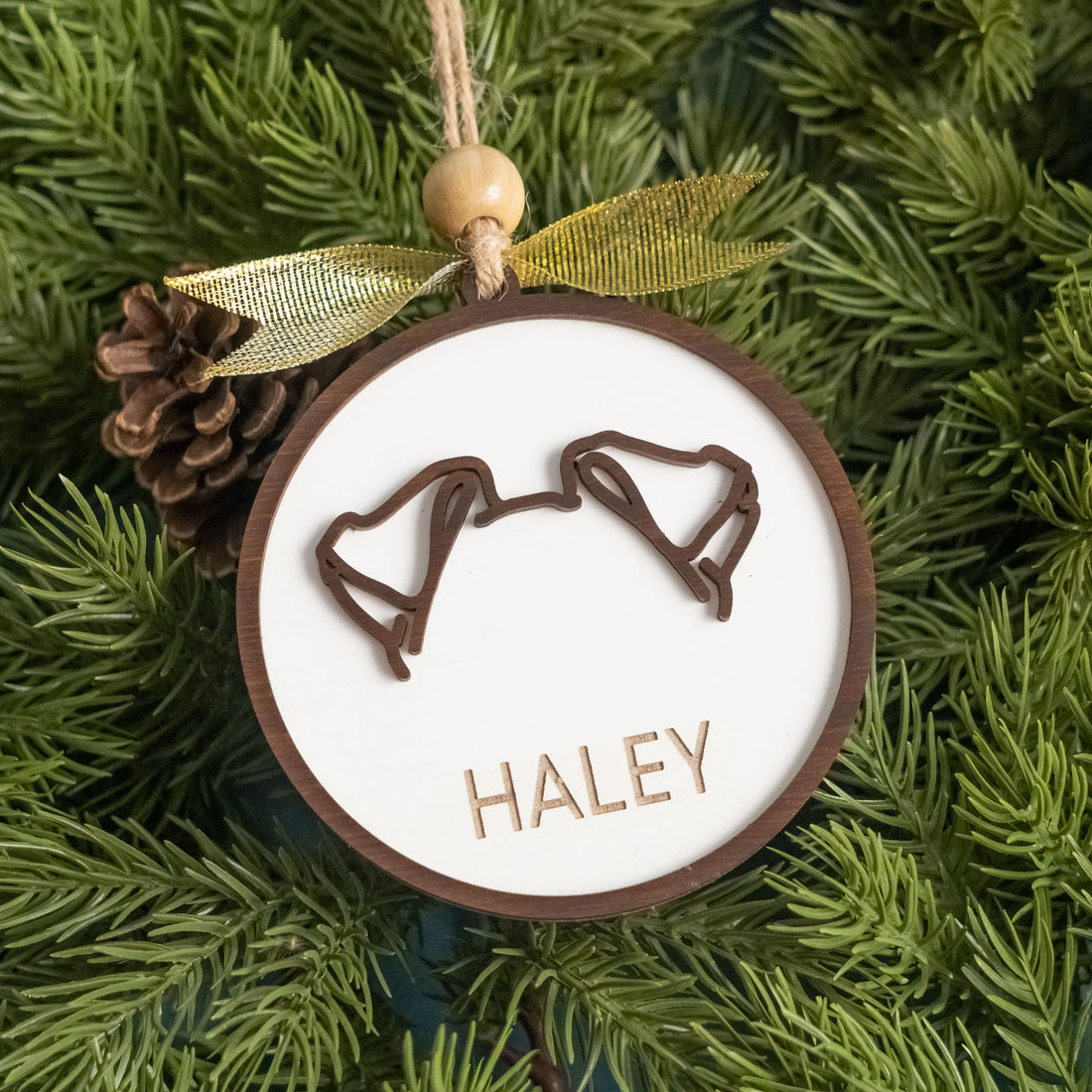 Custom Dog Ear Ornament Wood for Dog Lover Gift R66