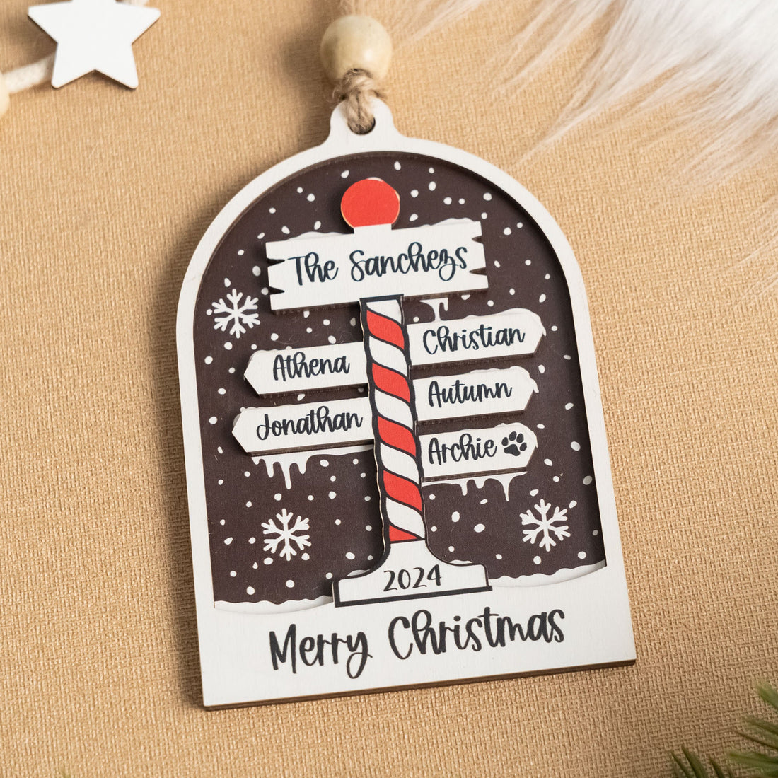 Personalized Family Christmas Ornament Wood Acrylic for Christmas Tree R57