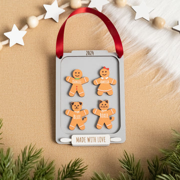 Wooden Gingerbread Family Christmas Ornament for Tree R77
