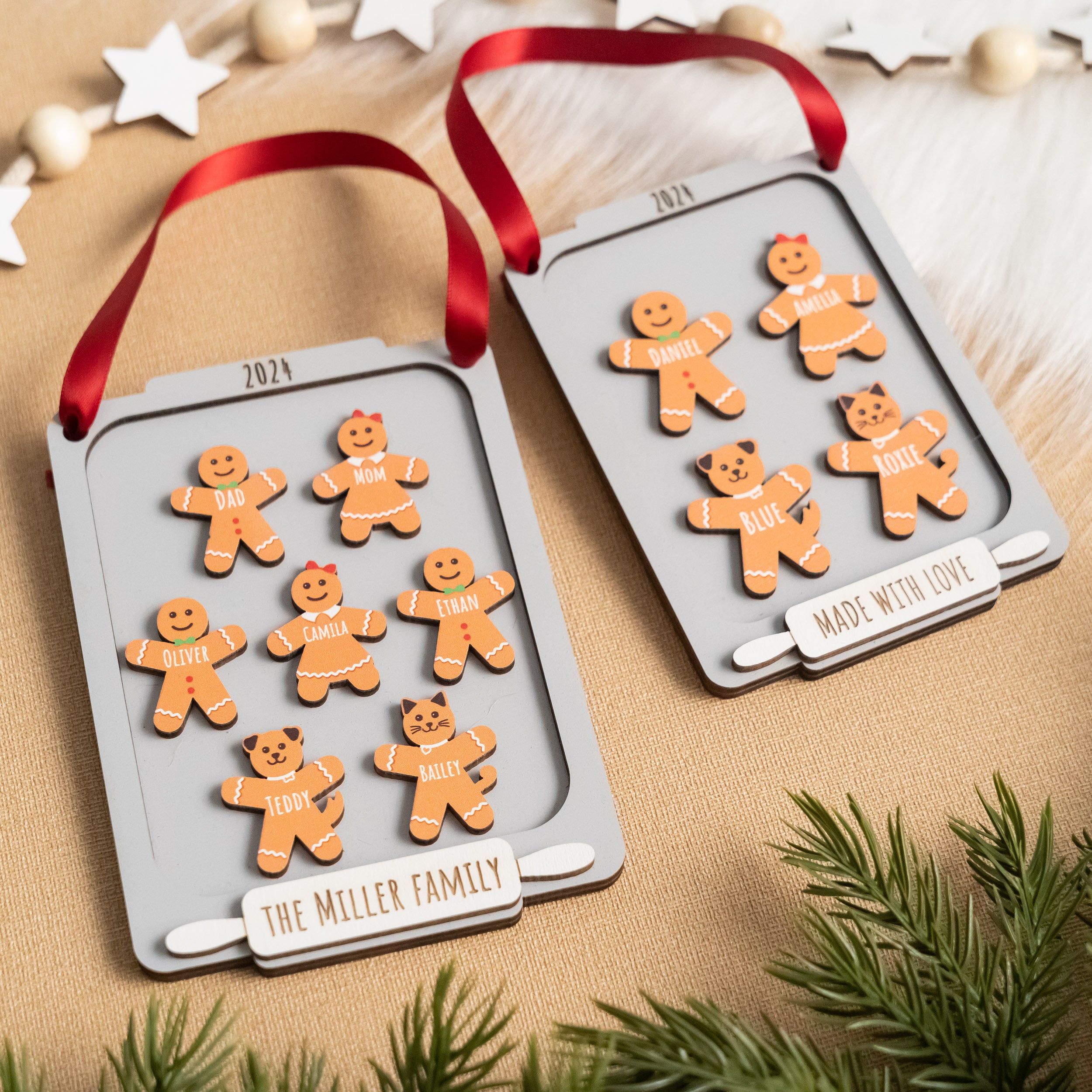 Personalized Wooden Gingerbread Family Wall Decor for Christmas R77