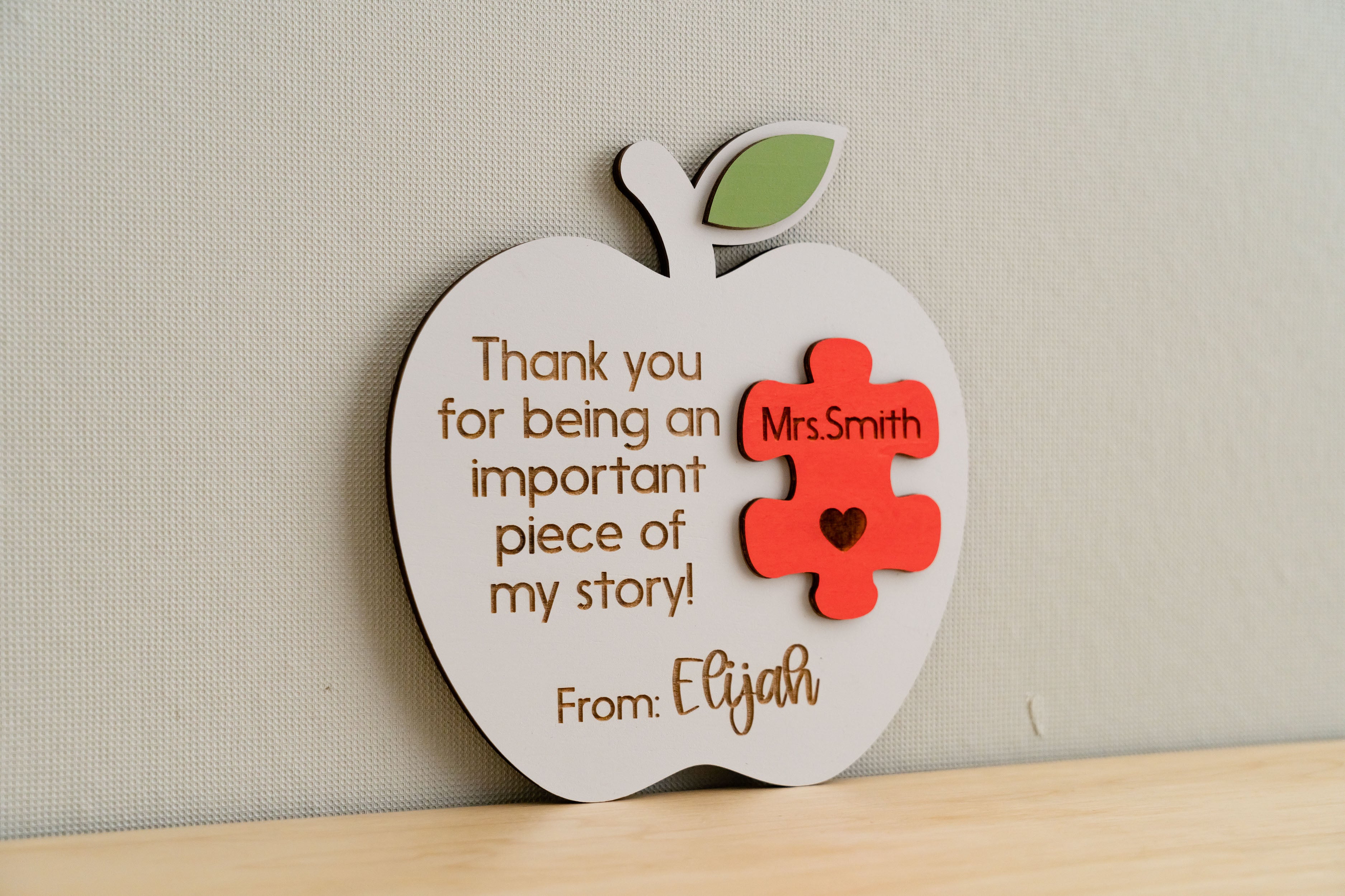 Custom Wooden Teacher's Apple Desk Sign For Rustic Decor and Gift