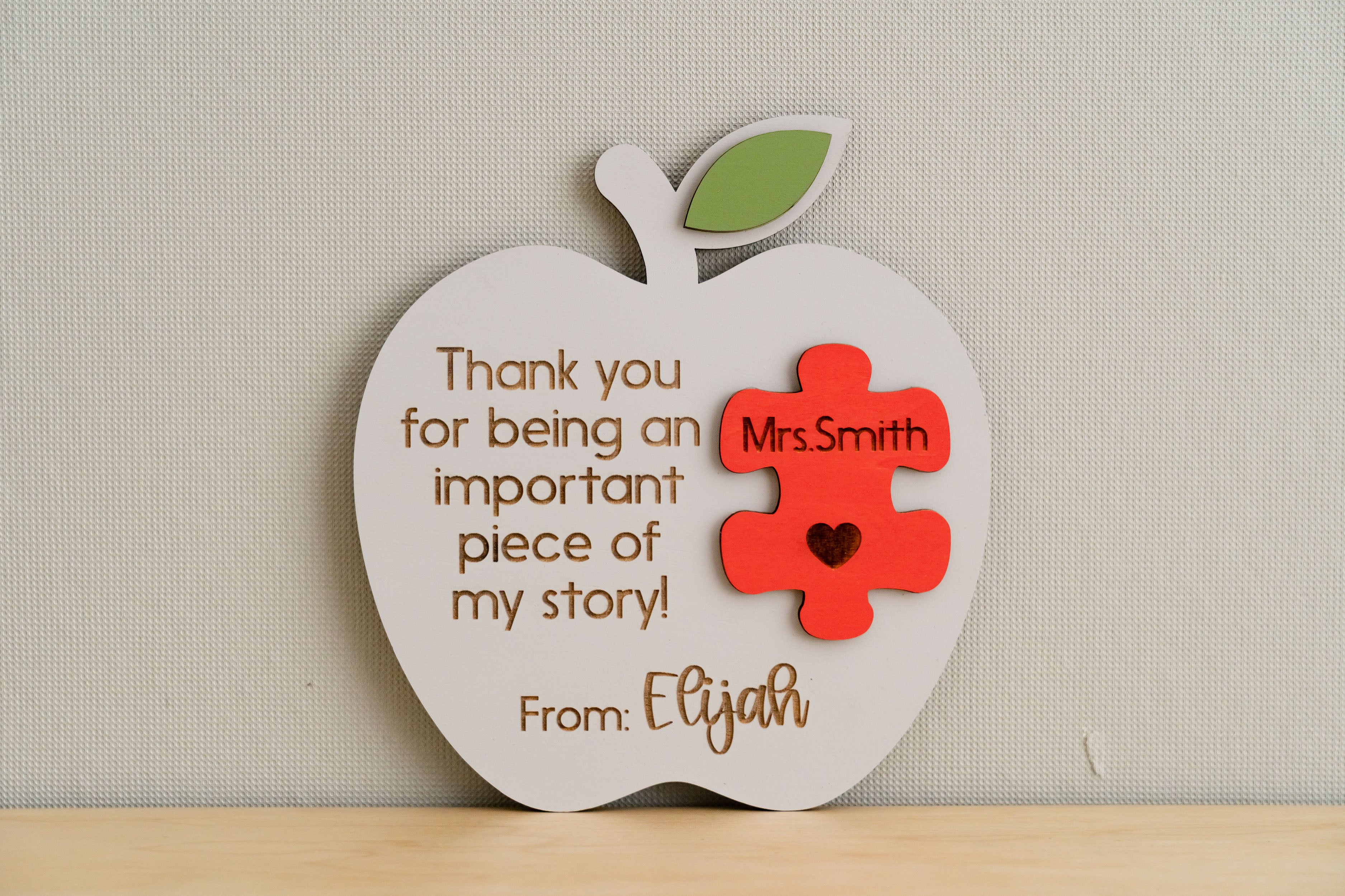 Handcrafted Personalized Wooden Teacher's Apple Desk Ornament