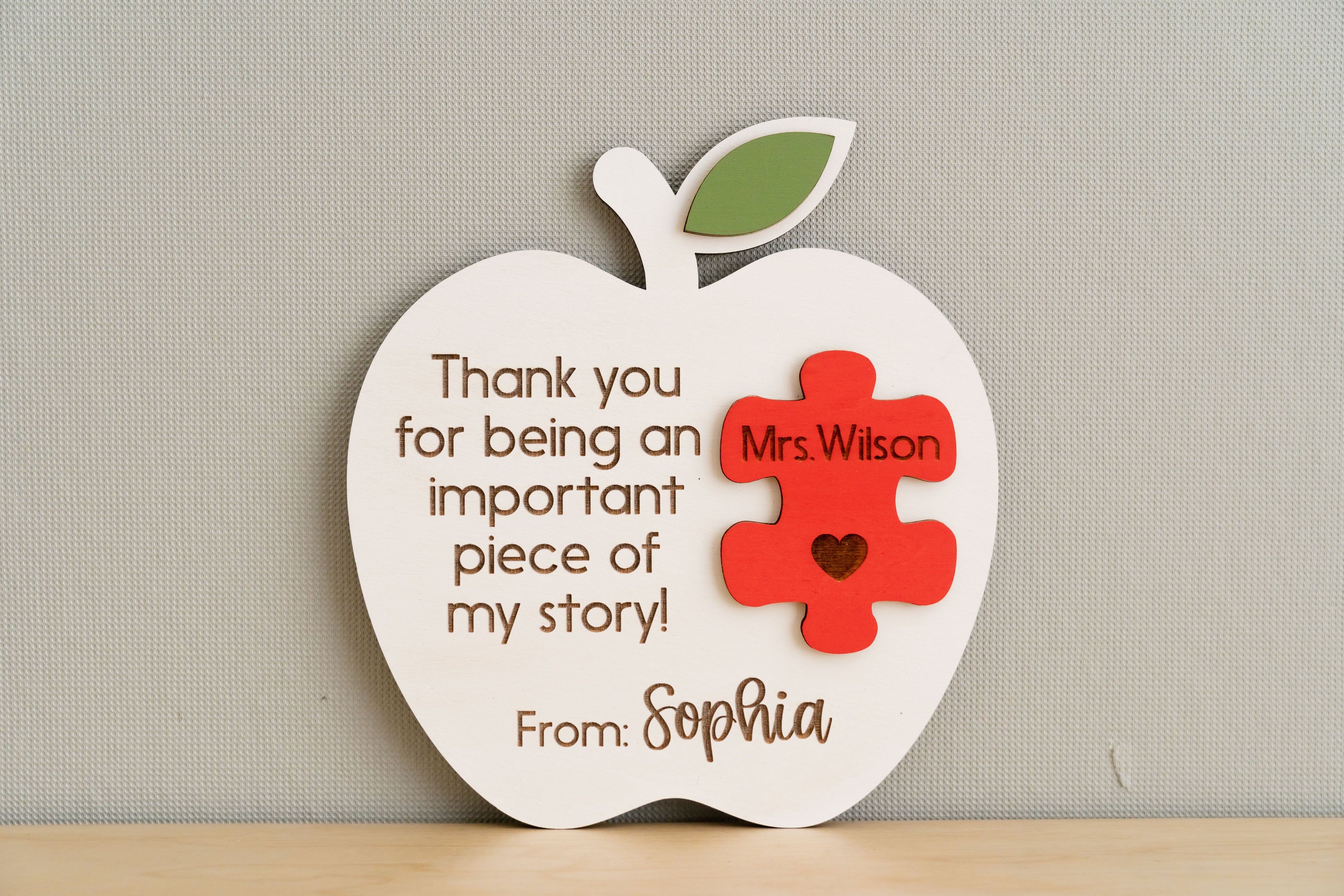 Custom Wooden Teacher's Apple Desk Sign For Rustic Decor and Gift