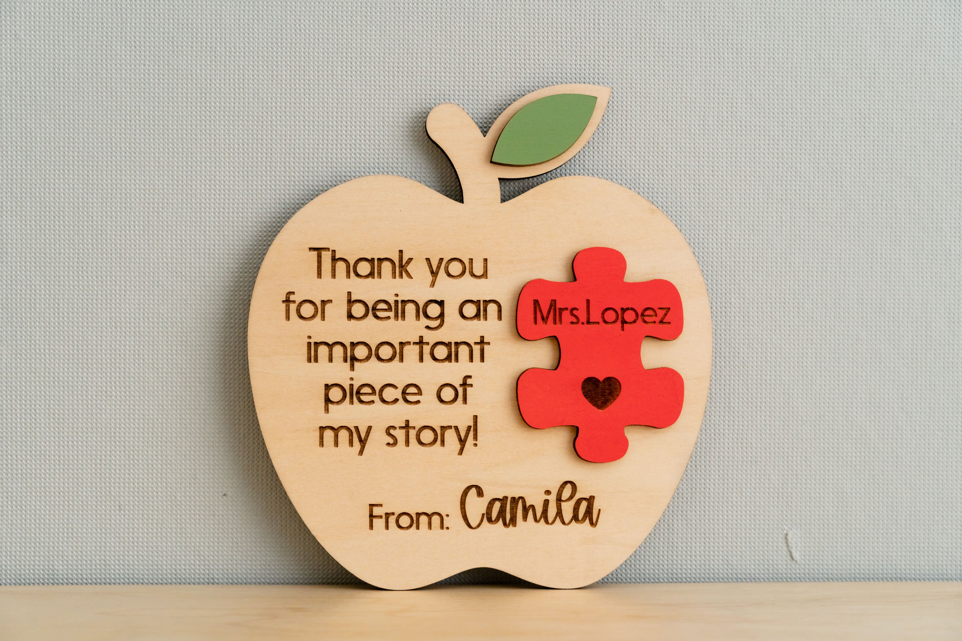 Custom Wooden Teacher's Apple Desk Sign For Rustic Decor and Gift