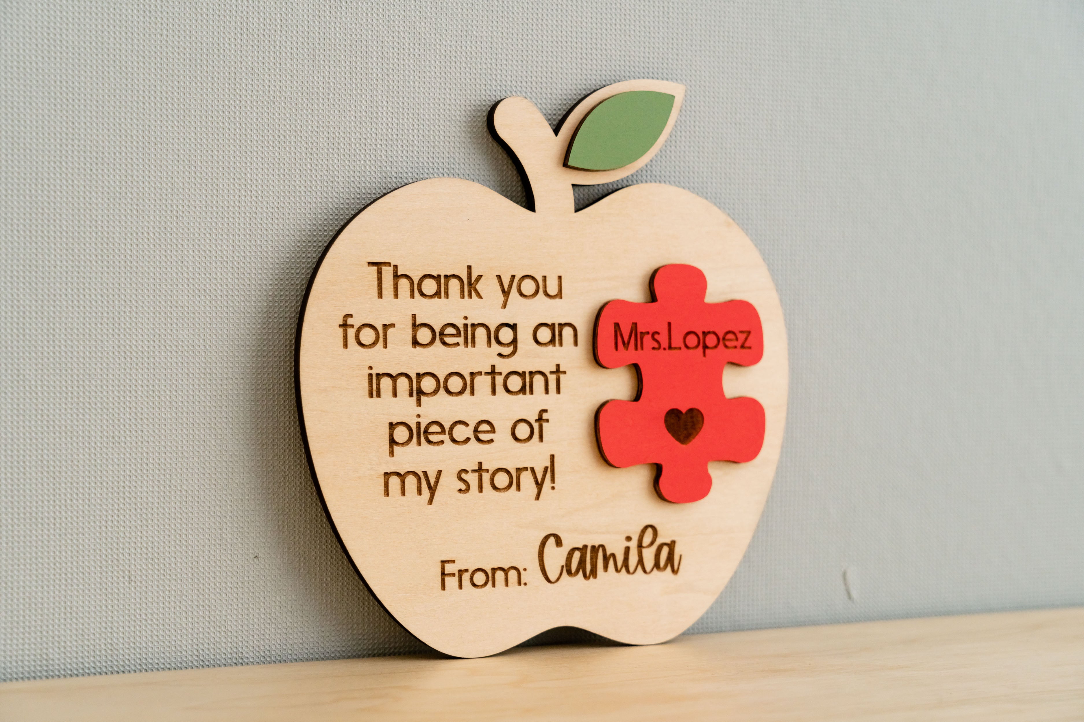 Custom Wooden Teacher's Apple Desk Sign For Rustic Decor and Gift