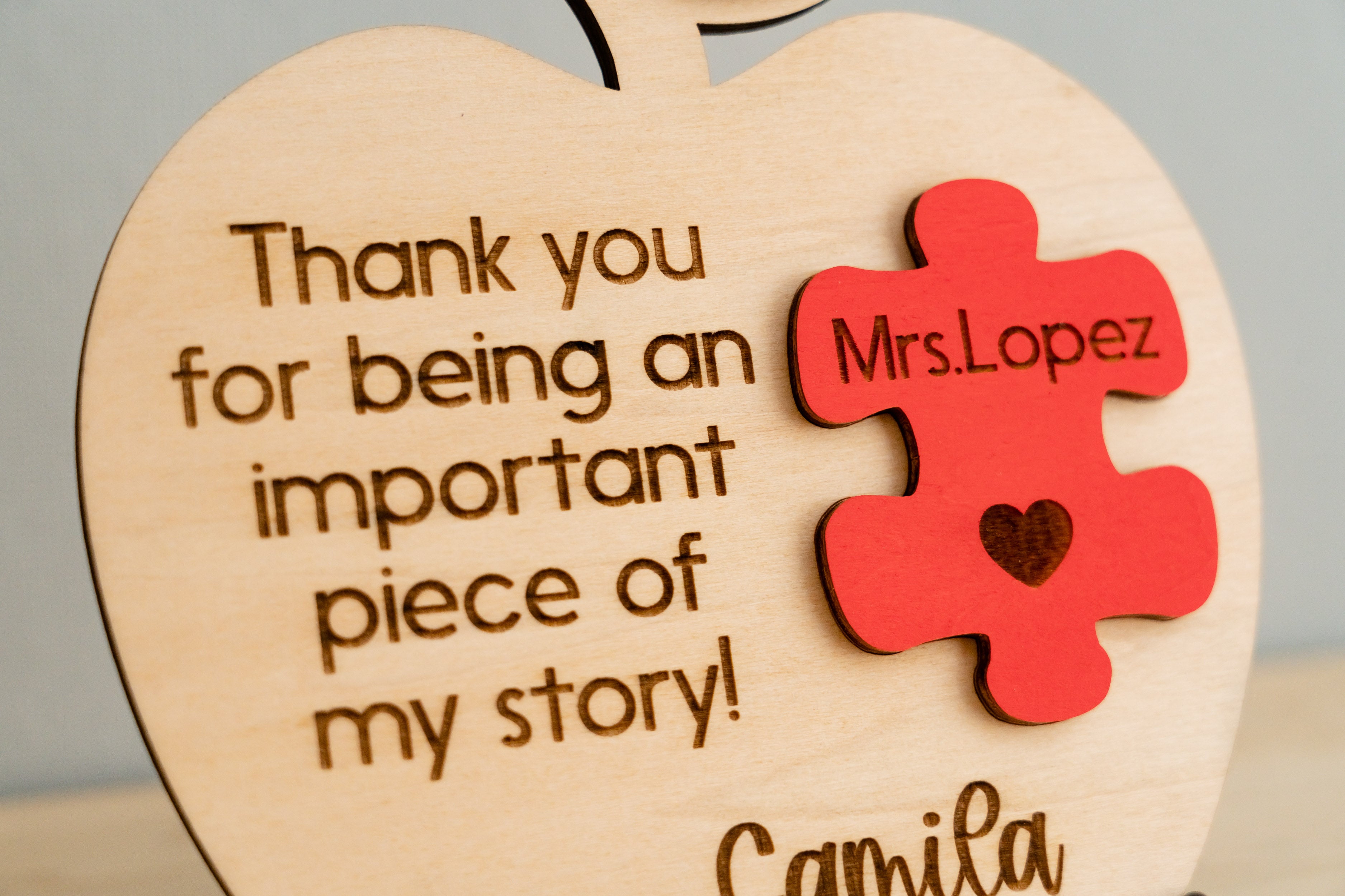 Handcrafted Personalized Wooden Teacher's Apple Desk Ornament