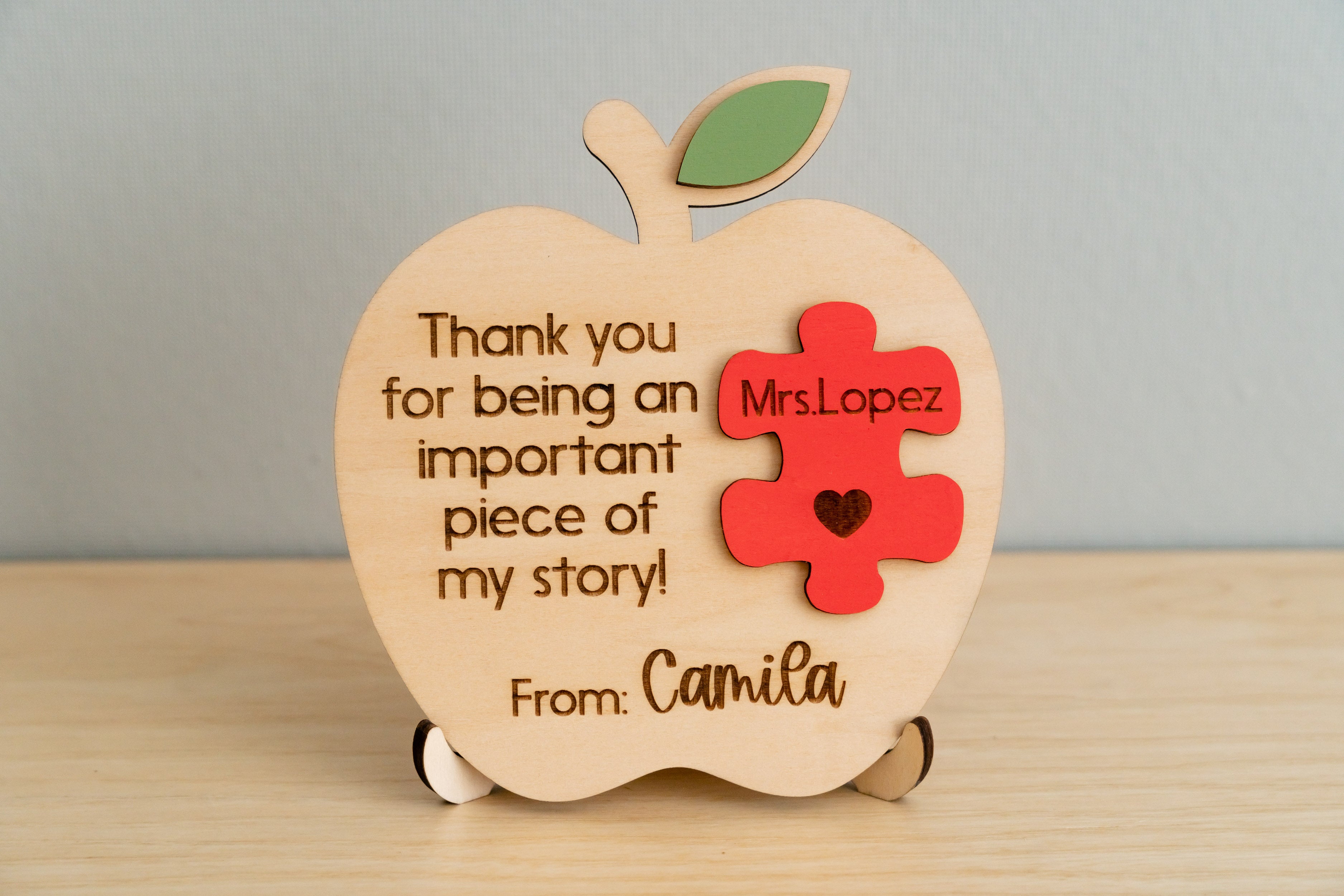 Custom Wooden Teacher's Apple Desk Sign For Rustic Decor and Gift