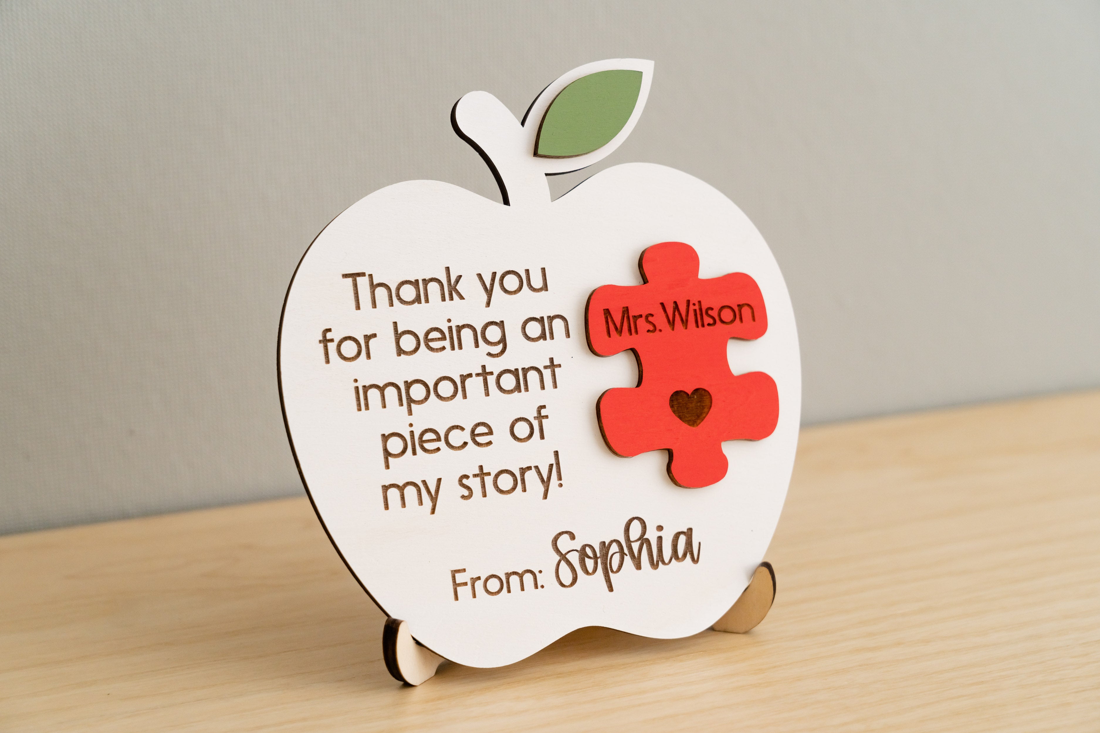 Handcrafted Personalized Wooden Teacher's Apple Desk Ornament